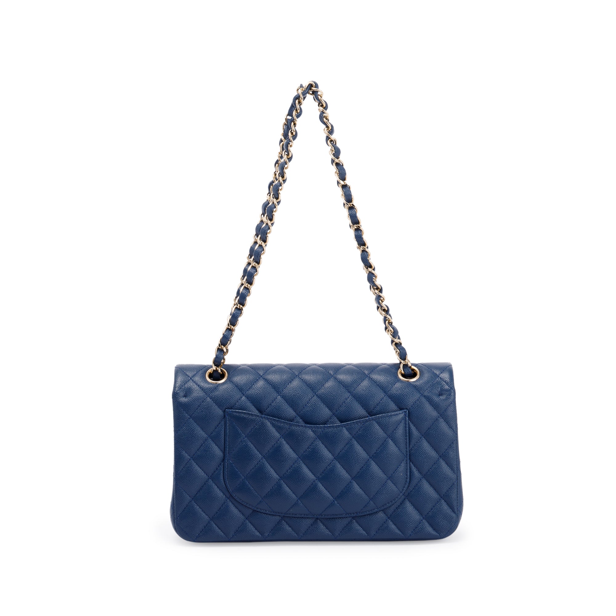 Chanel Navy Blue Classic Medium Double Flap Bag w/ Box & Receipt