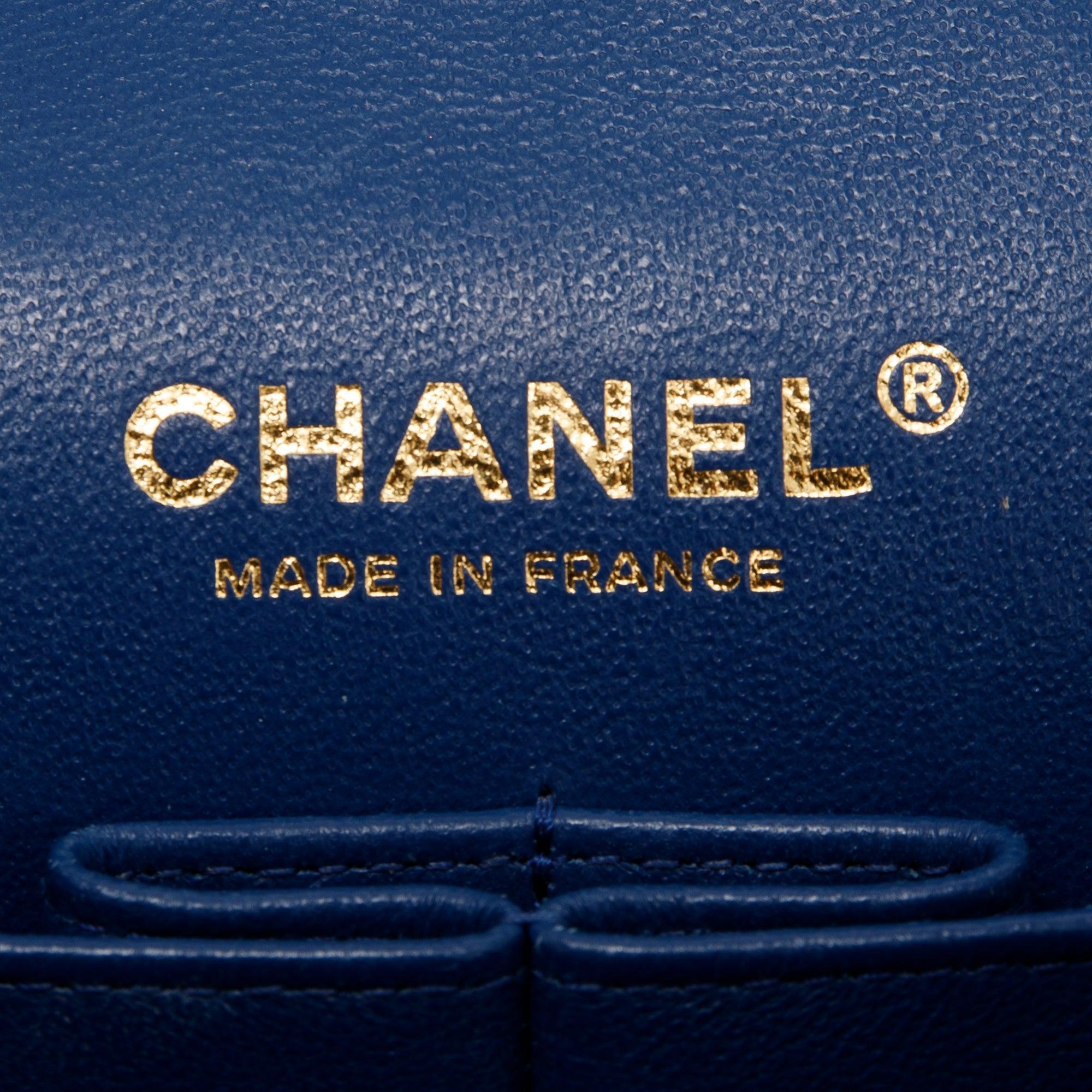 Chanel Navy Blue Classic Medium Double Flap Bag w/ Box & Receipt