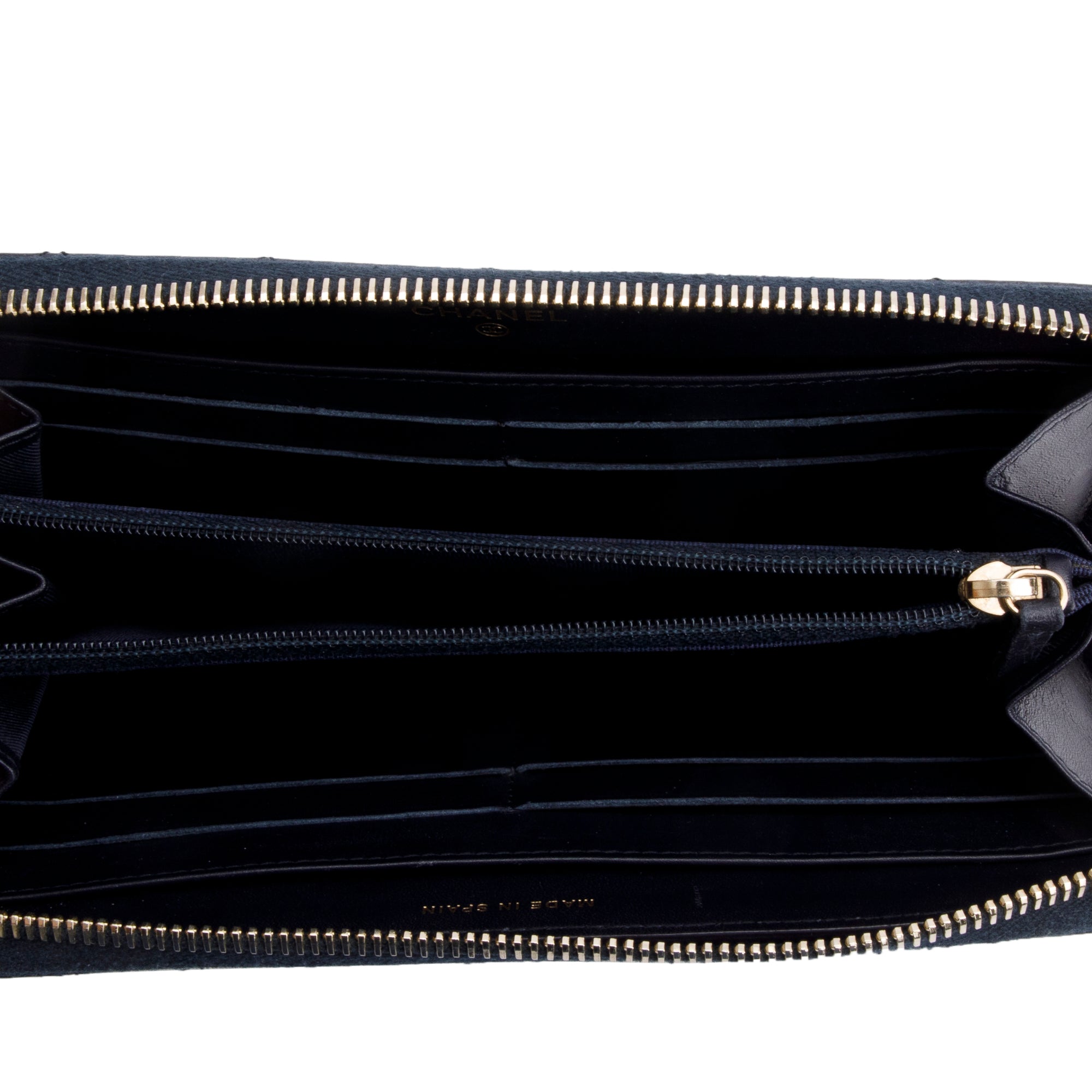 Chanel Navy Calfskin Leather Reissue Zip Around Wallet