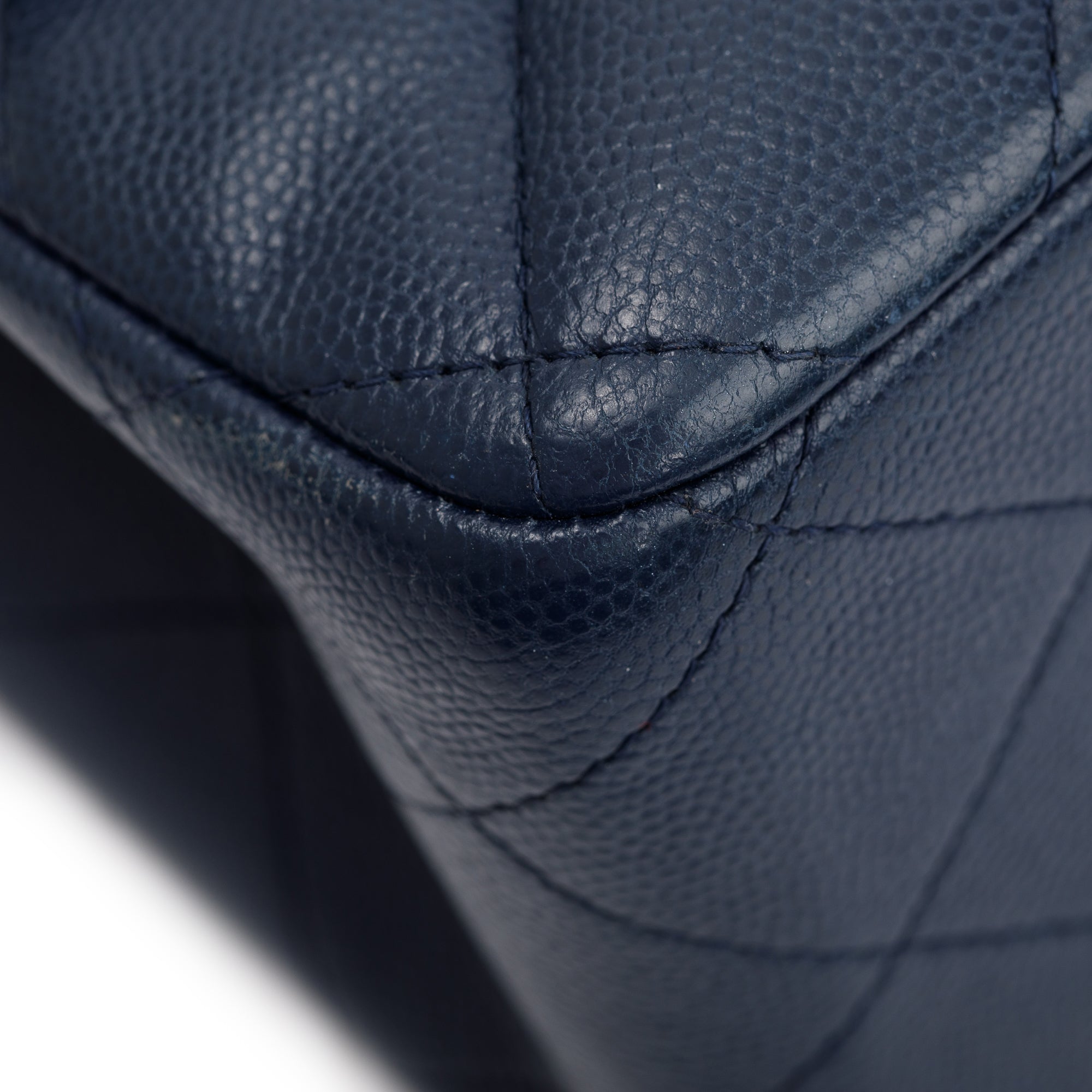 Chanel Navy Caviar Leather Classic Jumbo Double Flap Bag