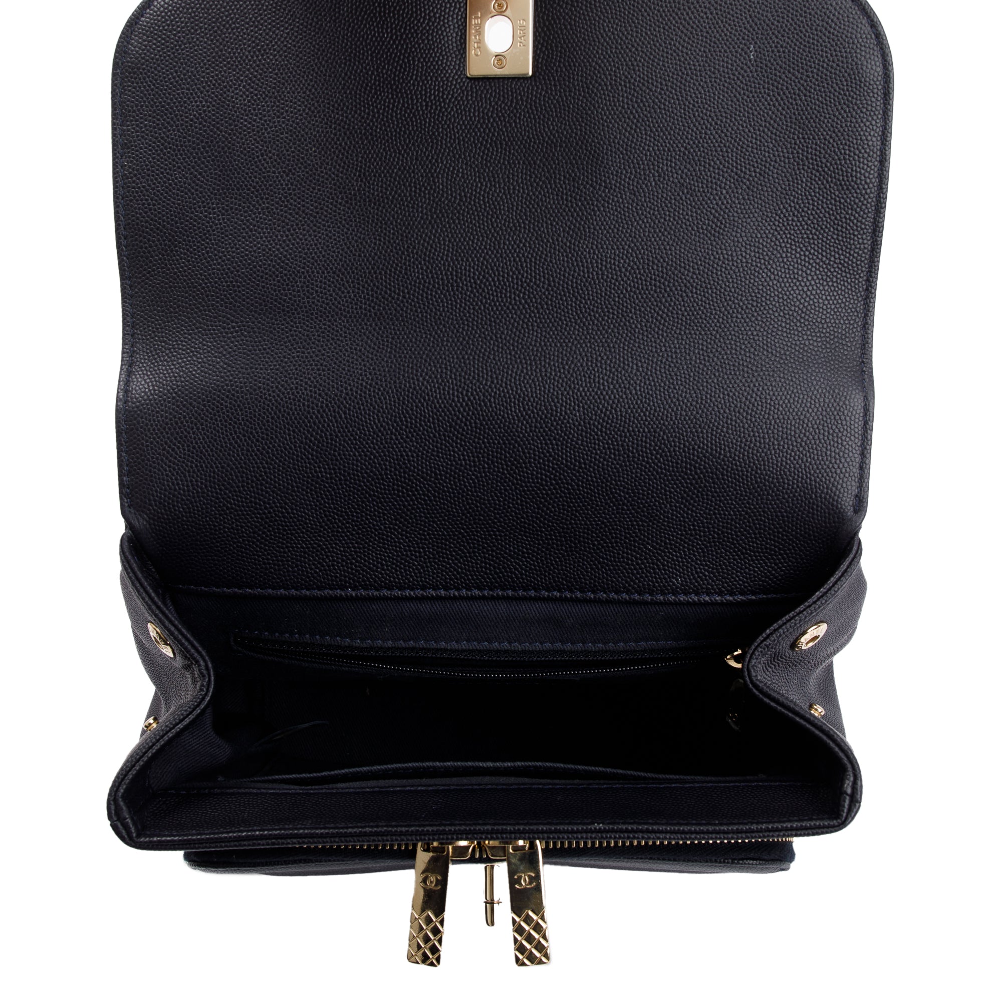 Chanel Navy Caviar Leather Medium Business Affinity Flap Bag w/ Box, Receipt & Authenticity Card