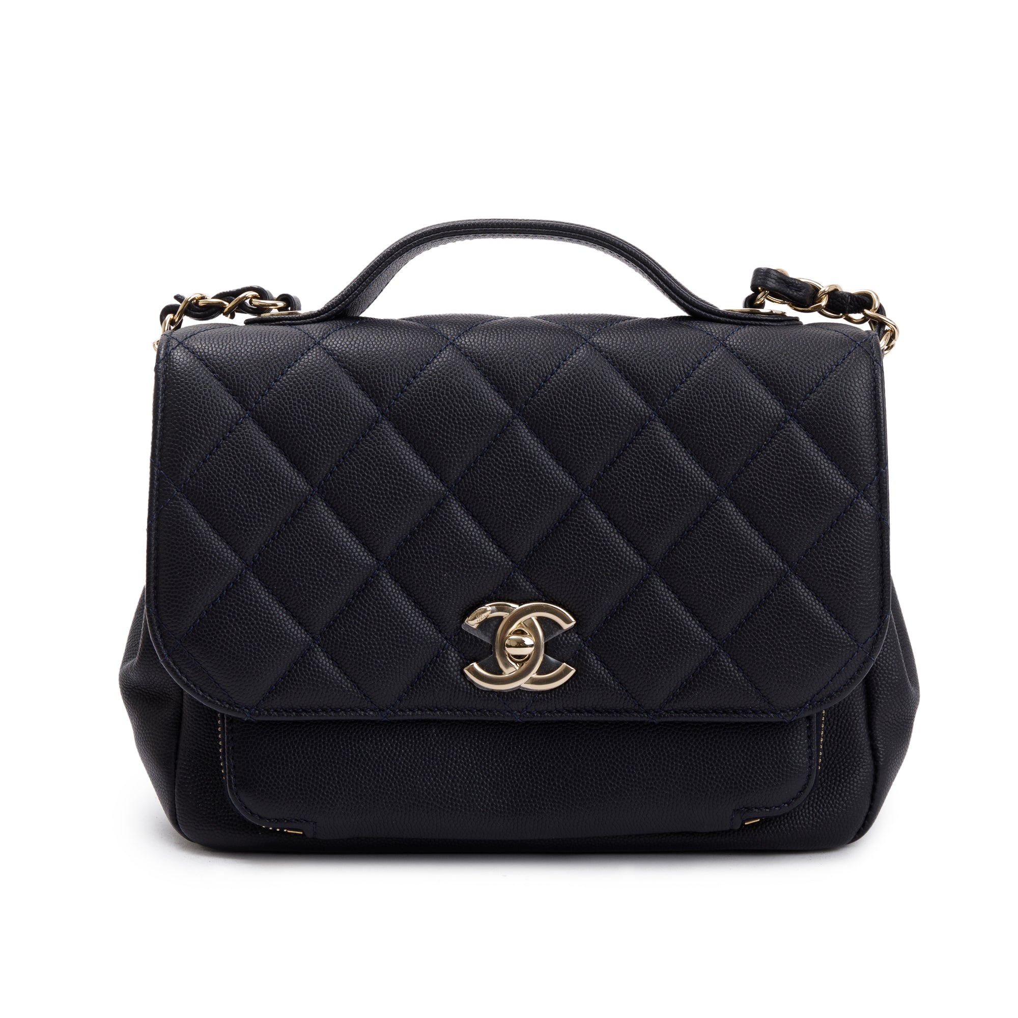 Chanel Navy Caviar Leather Medium Business Affinity Flap Bag w/ Box, Receipt & Authenticity Card