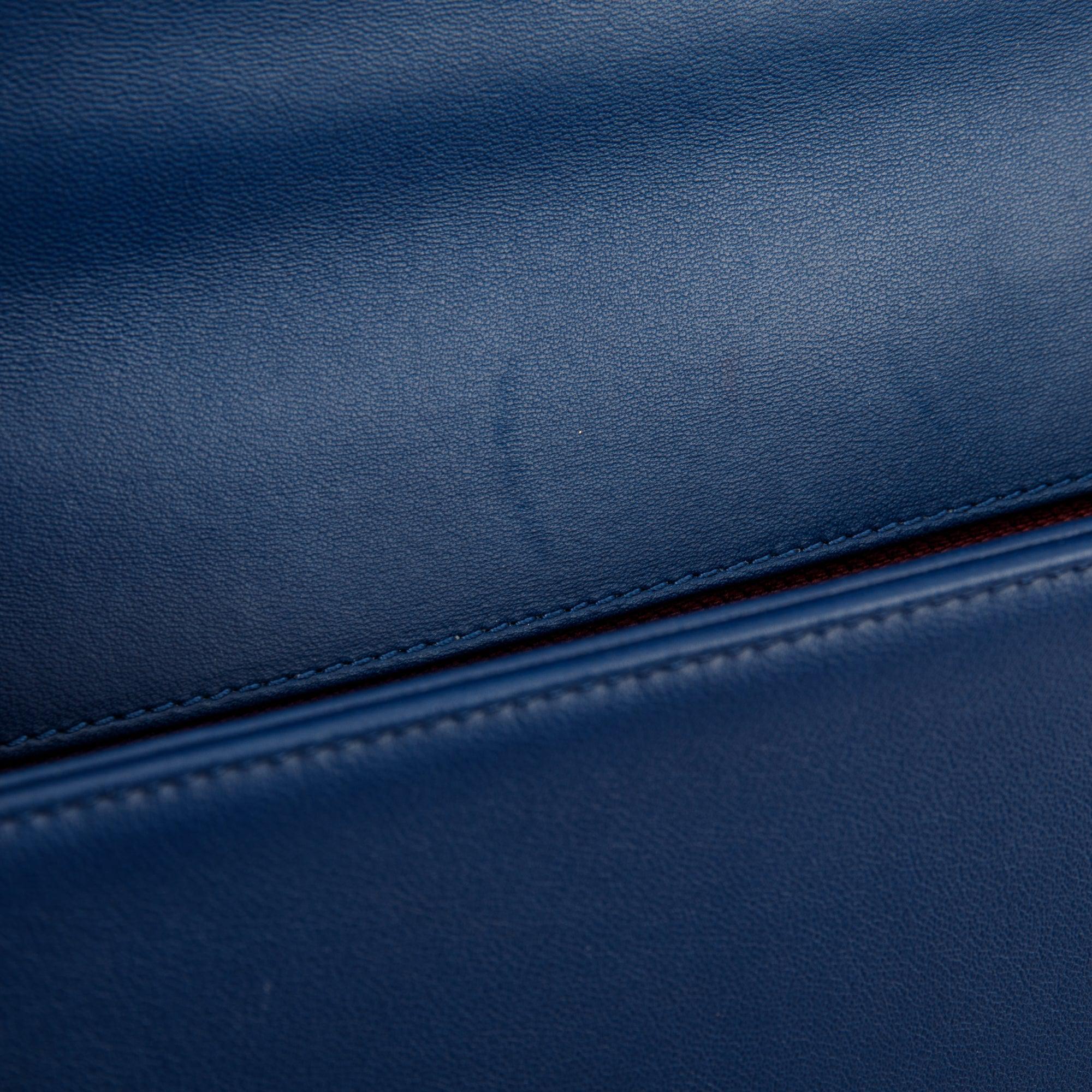 Chanel Navy Chevron Large Boy Bag