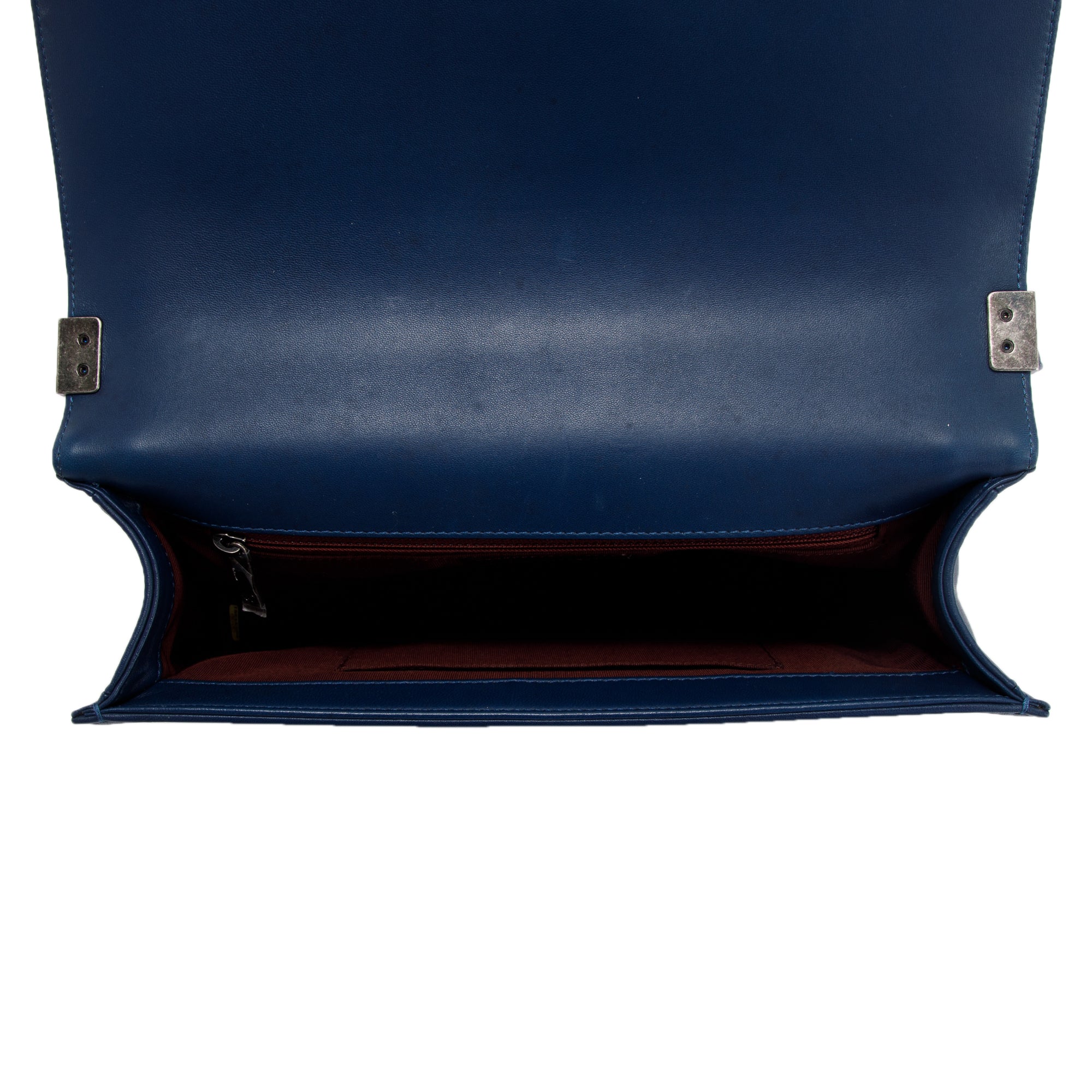 Chanel Navy Chevron Large Boy Bag w/ Authenticity Card