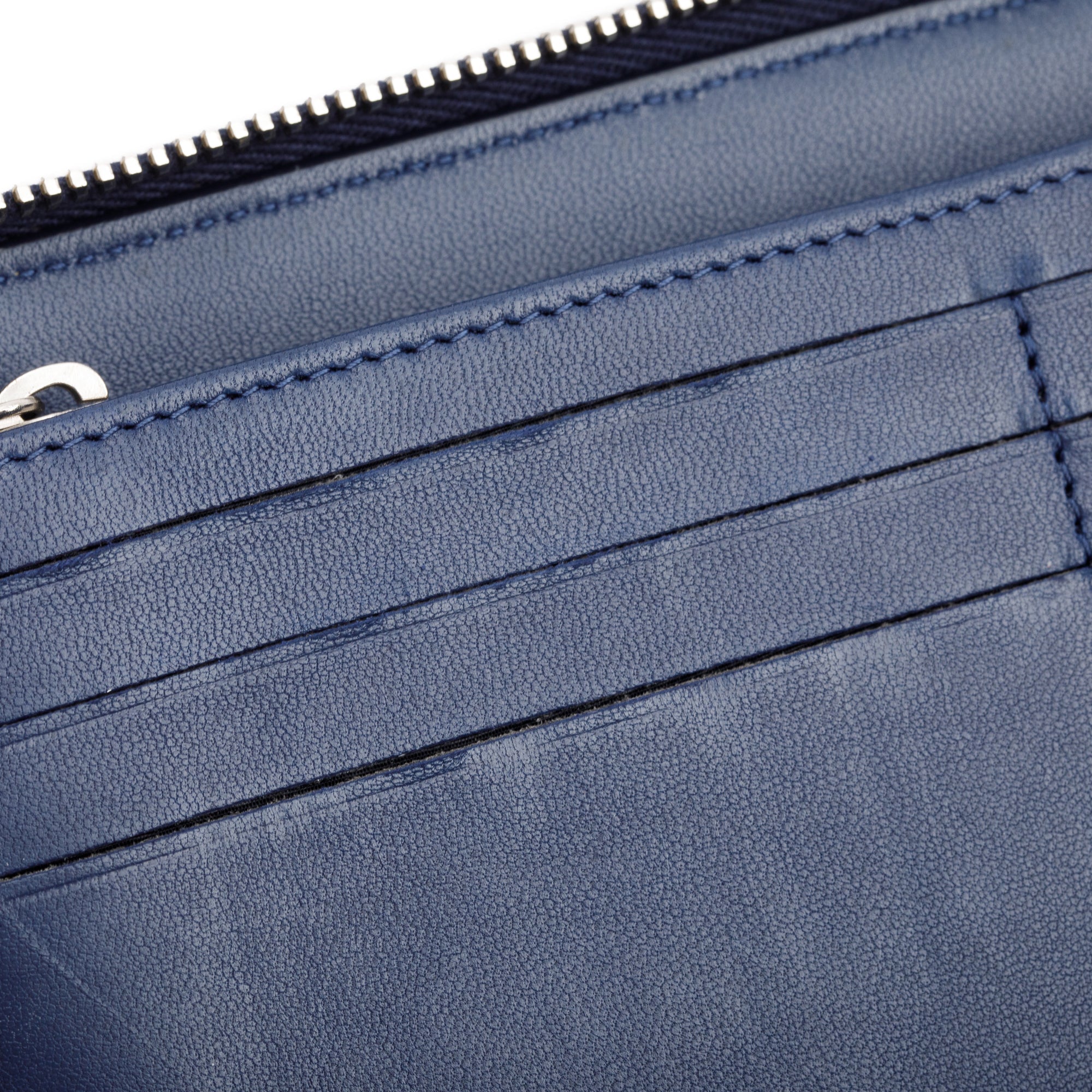 Chanel Navy Lambskin Leather Large Zip Around Organizer Wallet w/ Receipt & Authenticity Card