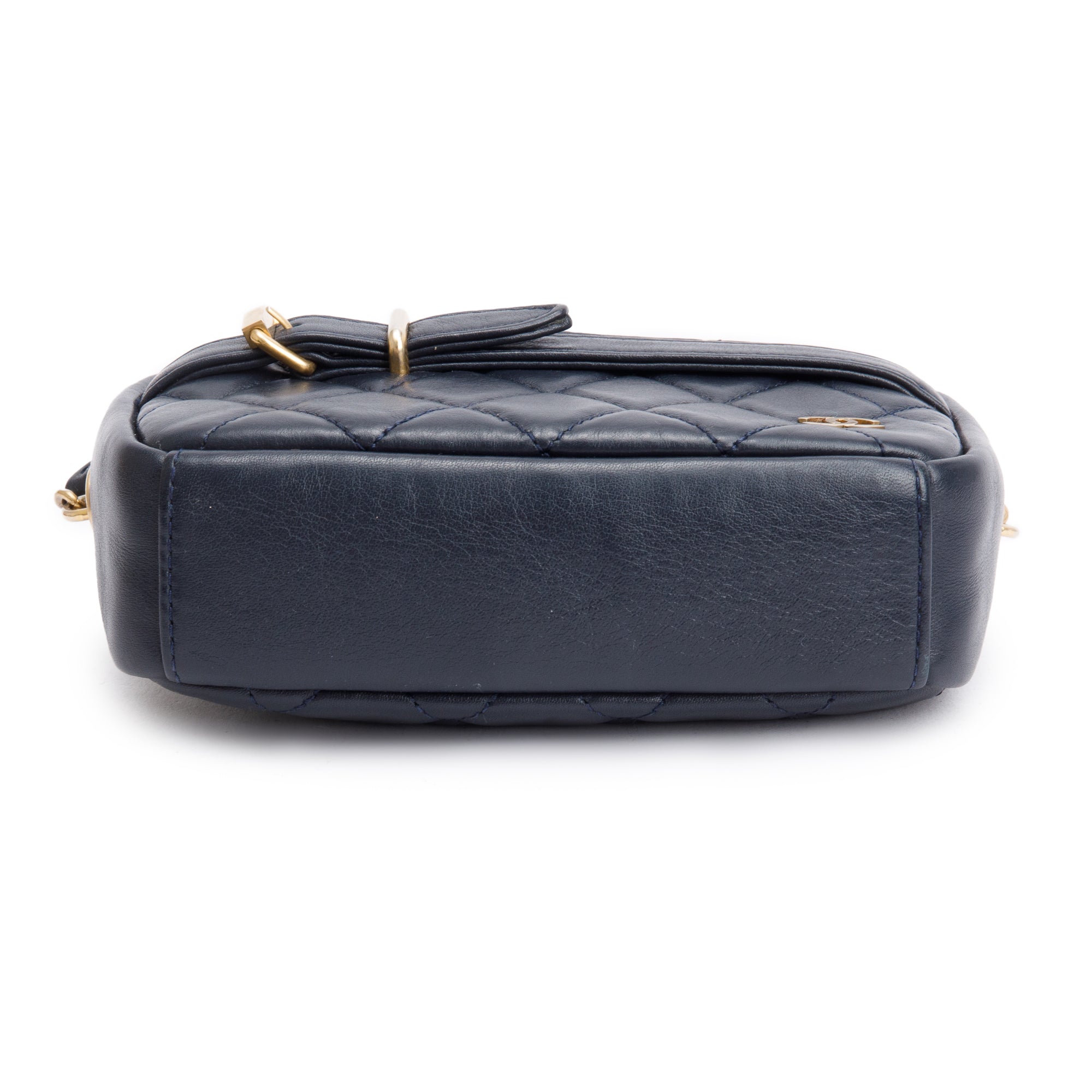 Chanel Navy Lambskin Leather Small Buckle Camera Case