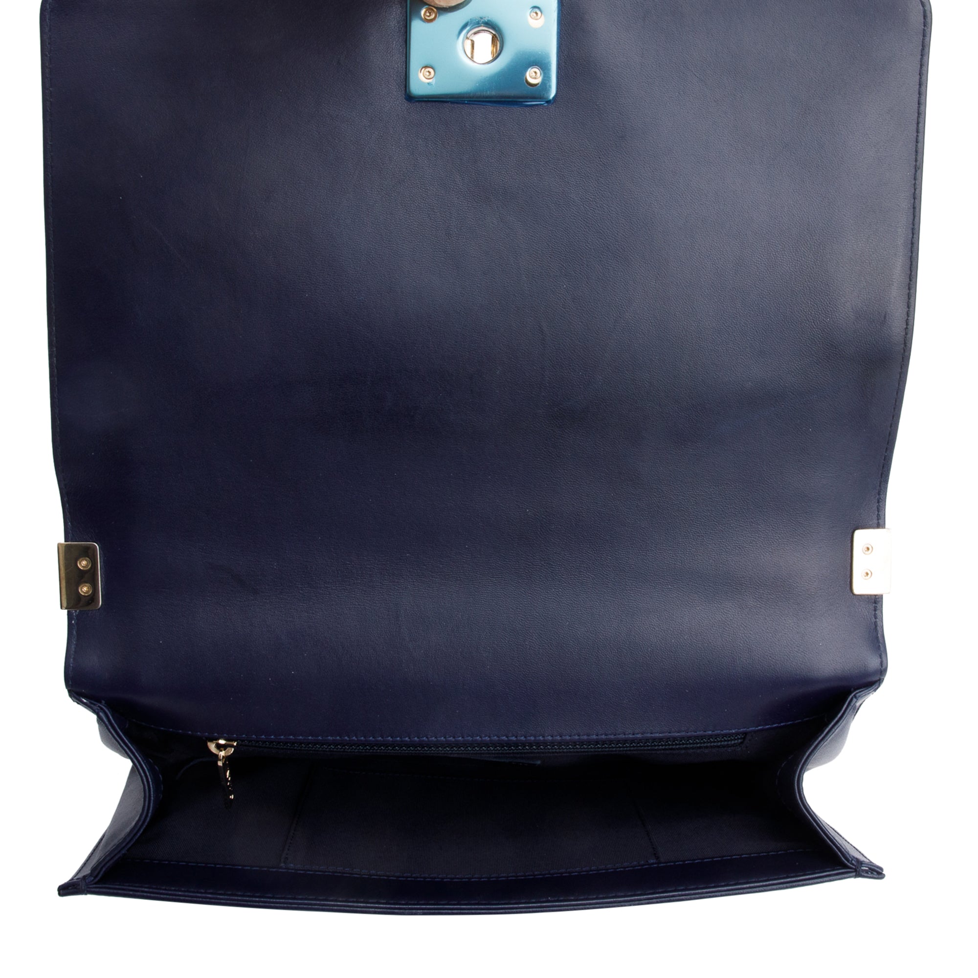 Chanel Navy Quilted Lambskin Leather Large Boy Bag
