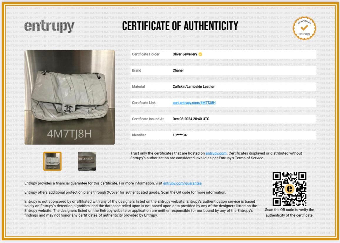 Chanel Netral Glazed Calfskin Leather Twisted Maxi Flap Bag