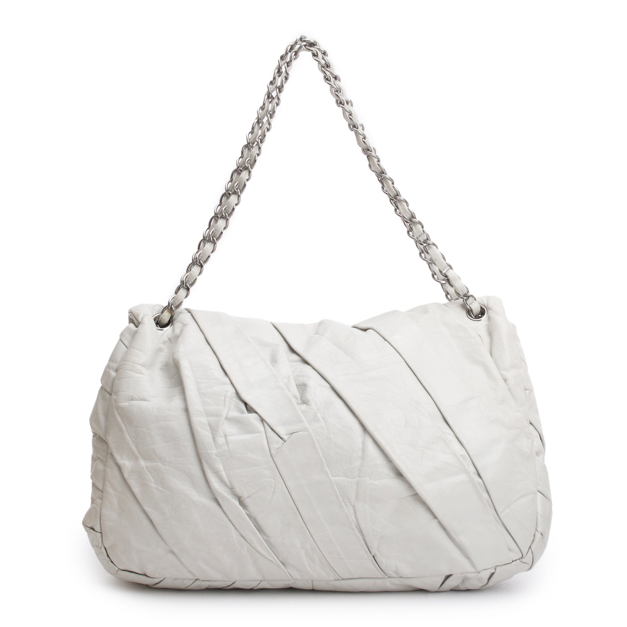 Chanel Netral Glazed Calfskin Leather Twisted Maxi Flap Bag