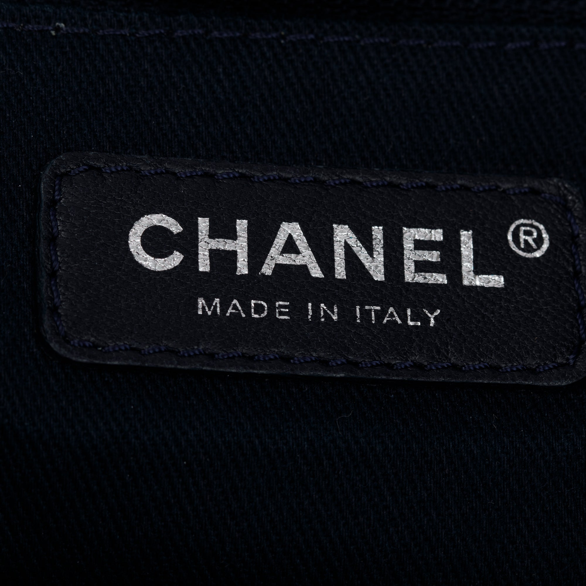 Chanel Neutral Canvas Navy Calfskin Medium Deauville Tote w/ Authenticity Card