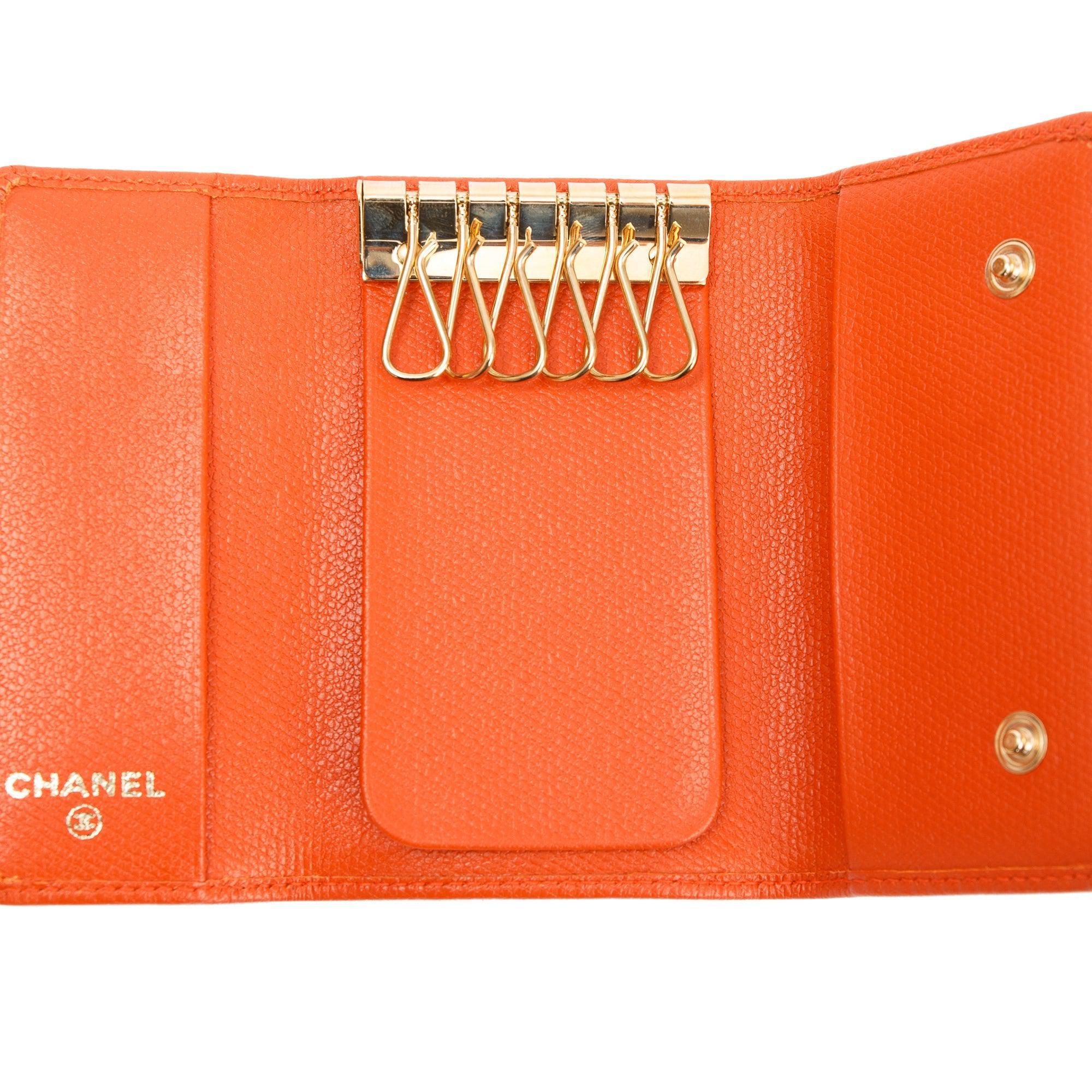 Chanel Orange Leather Key Holder w/ Box