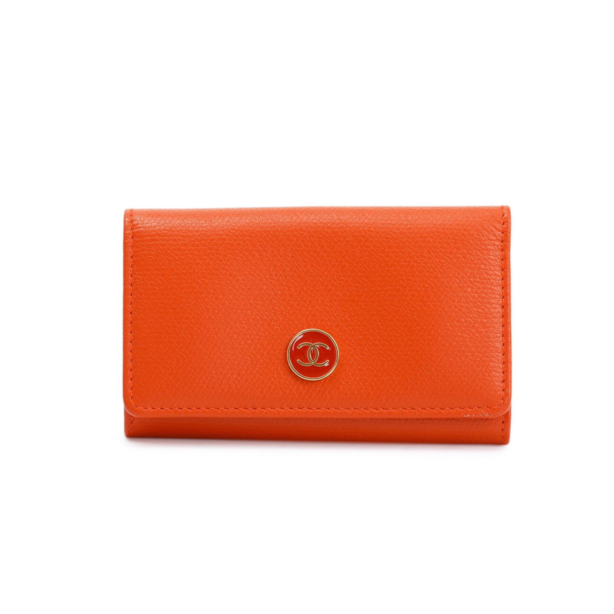 Chanel Orange Leather Key Holder w/ Box