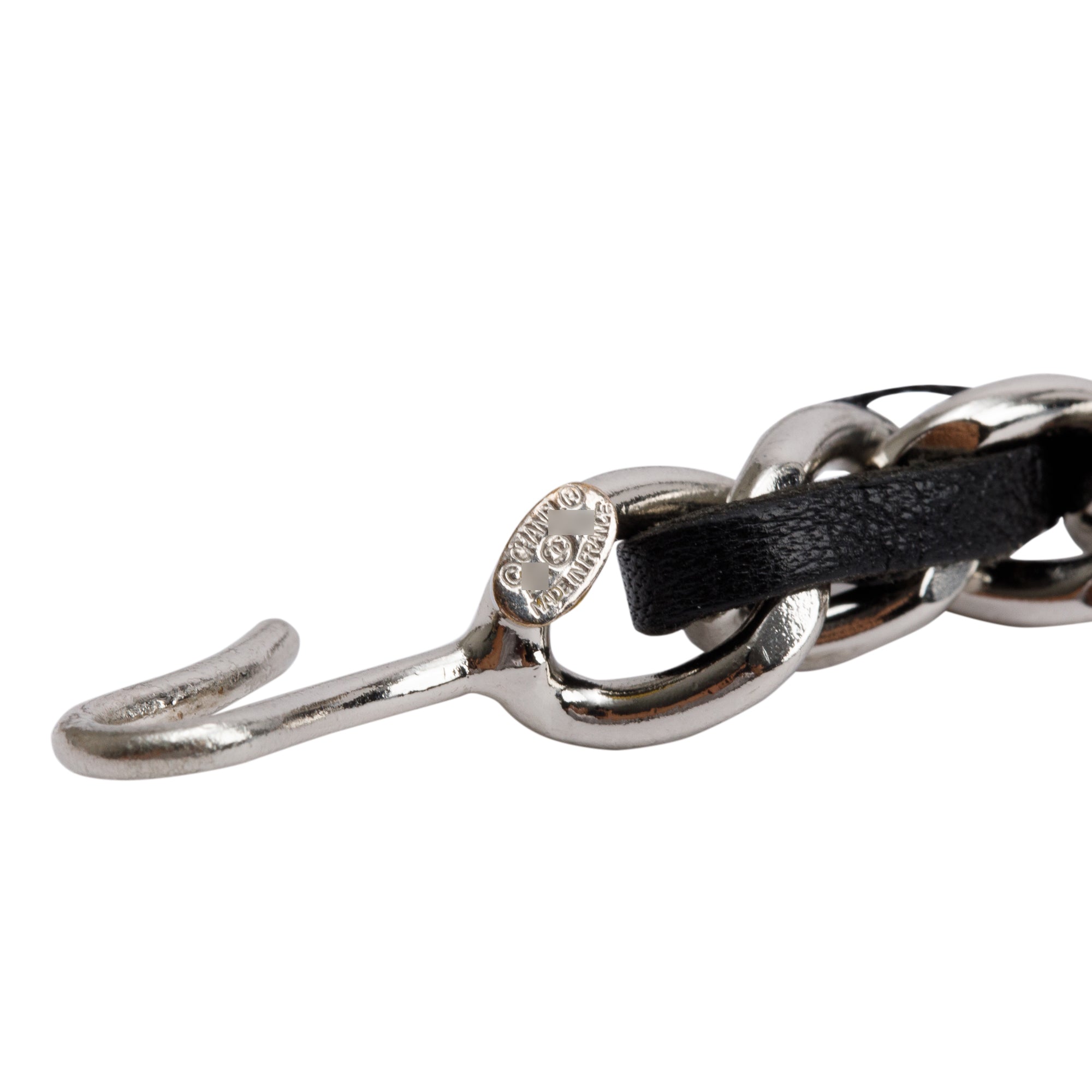 Chanel Palladium-Plated Chain-Link & Leather Interlocking CC Logo Letter Waist Belt