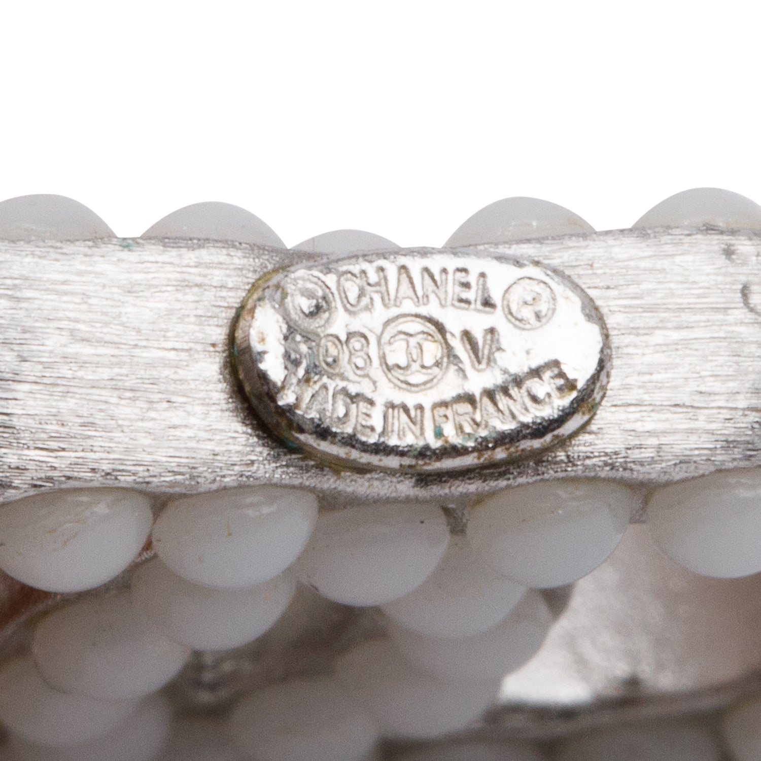 Chanel Palladium-Plated Faux Pearl CC Lariat Necklace w/ Box