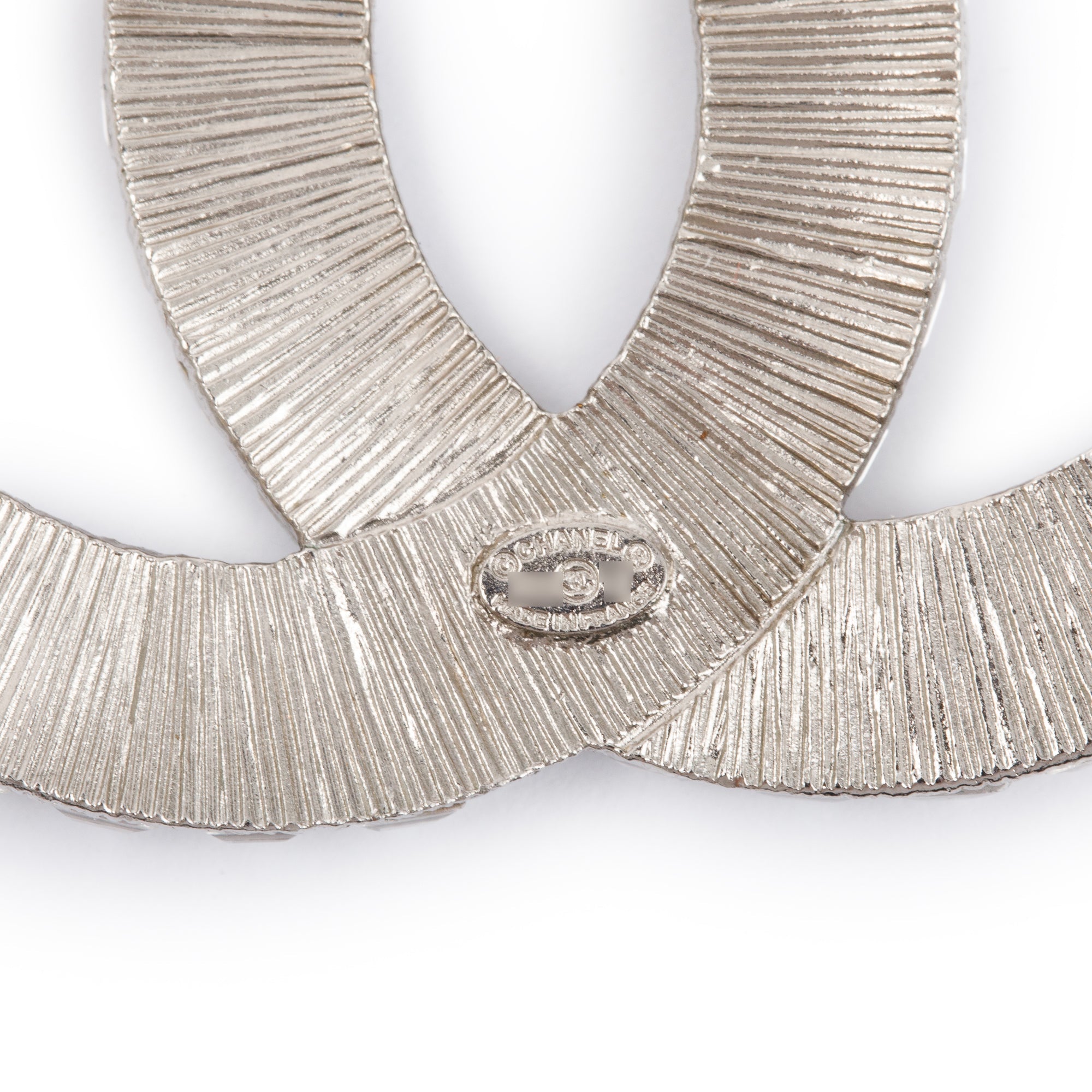 Chanel Palladium Plated Strass CC Brooch