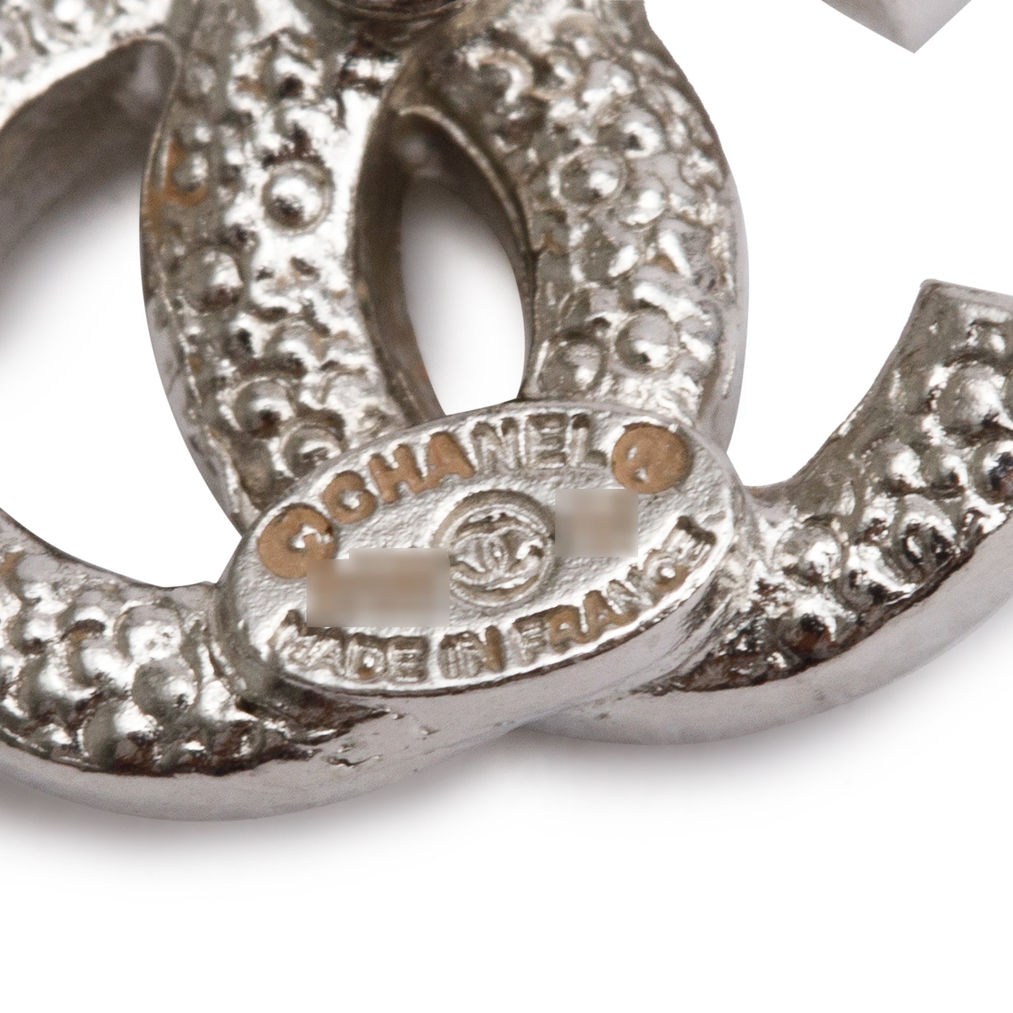 Chanel Palladium Plated Strass CC Stud Earrings w/ Box