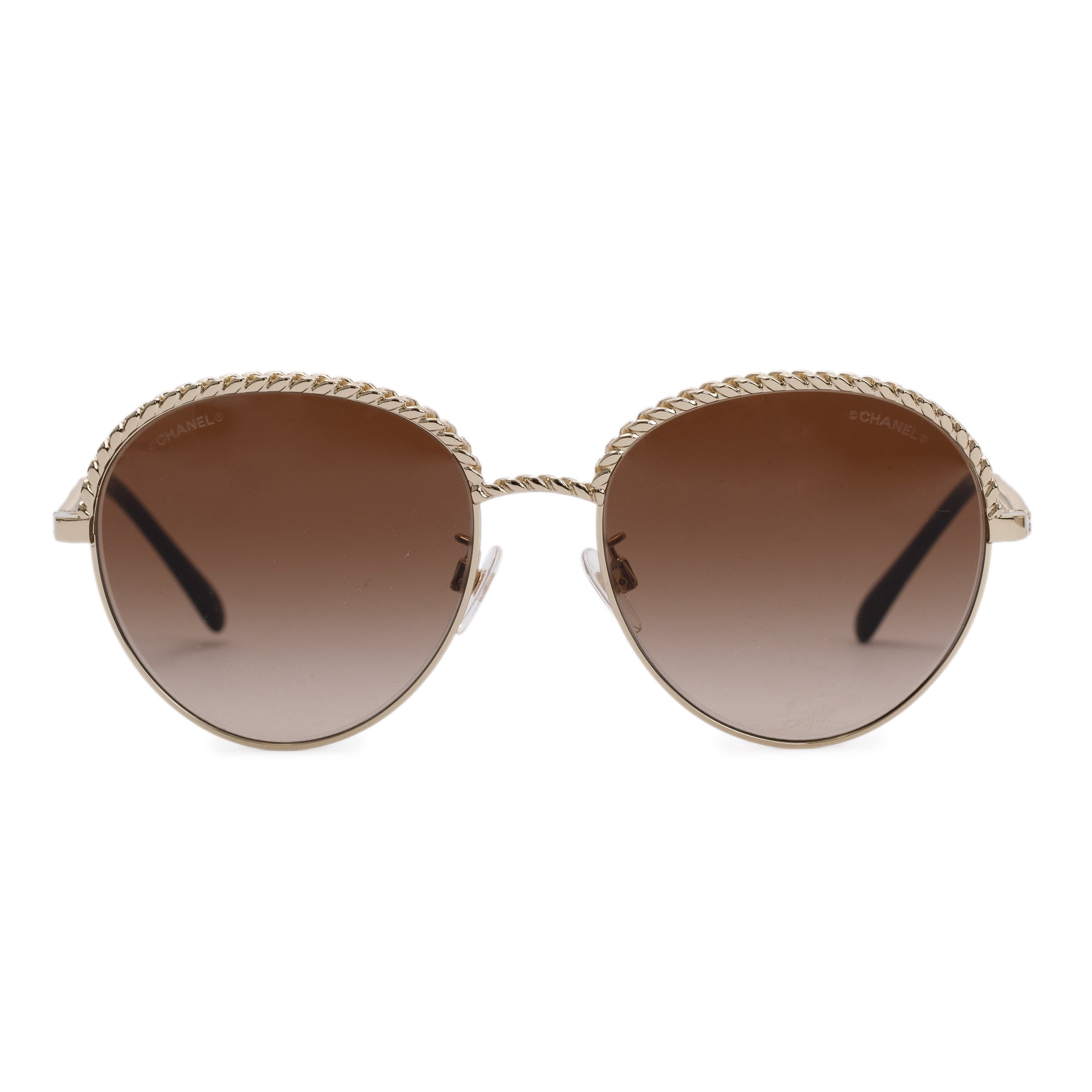 Chanel Pantos Interlocking CC Logo Removable Chain Sunglasses w/ Box