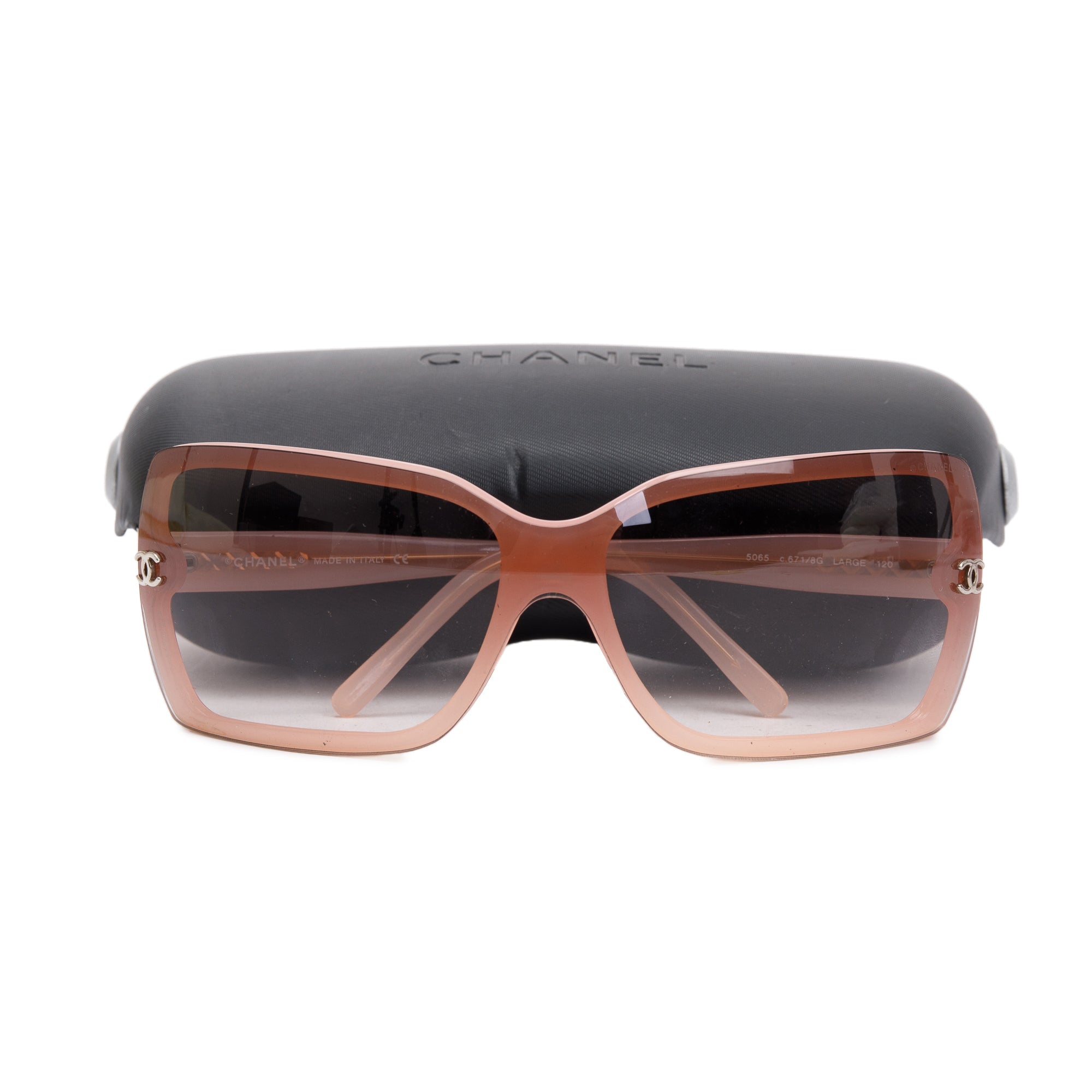 Chanel Pink CC Logo Gradient Oversize Sunglasses w/ Case