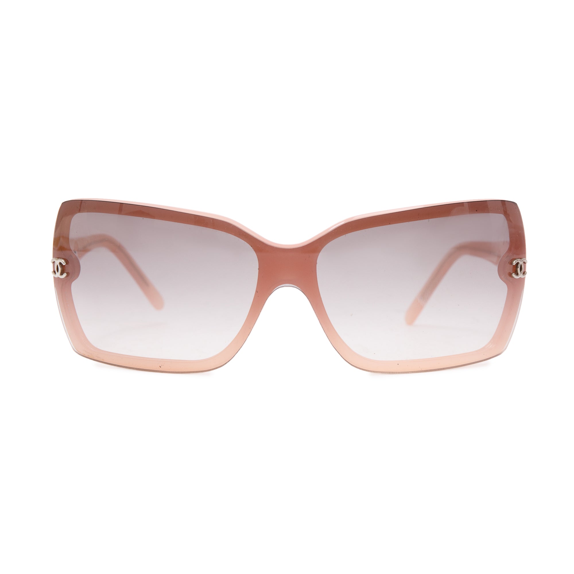 Chanel Pink CC Logo Gradient Oversize Sunglasses w/ Case