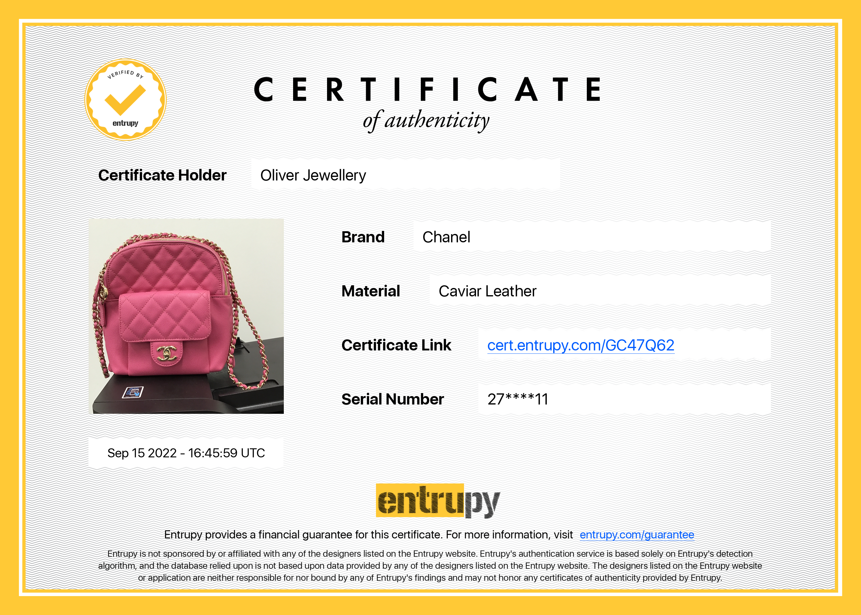 Chanel Pink Caviar CC Day Mini Backpack w/ Authenticity Card