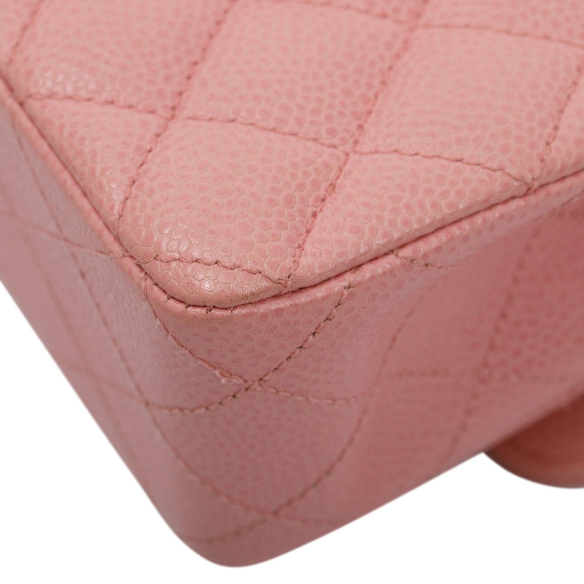 Chanel Pink Caviar Classic Medium Double Flap Bag w/ Authenticity Card