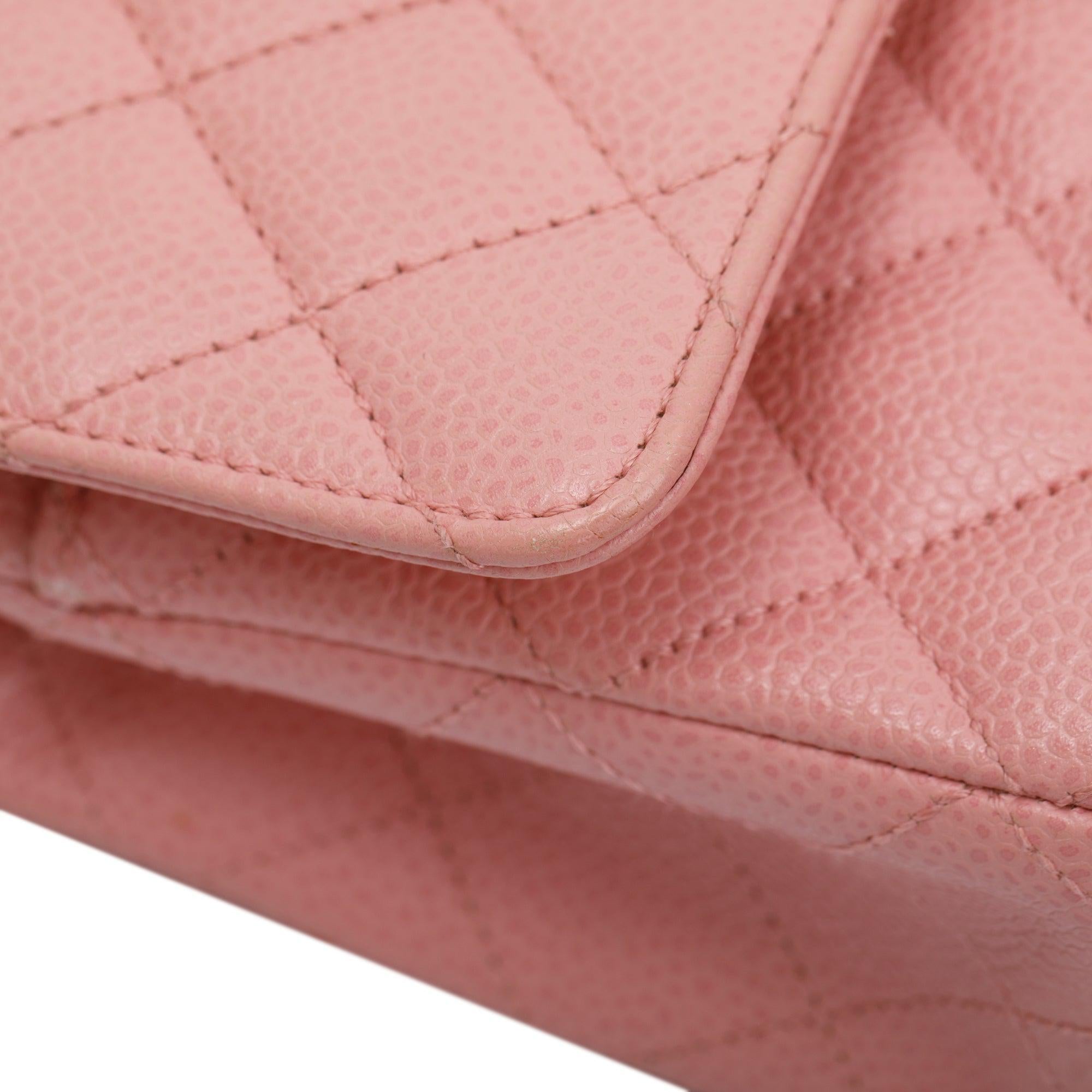 Chanel Pink Caviar Classic Medium Double Flap Bag w/ Authenticity Card