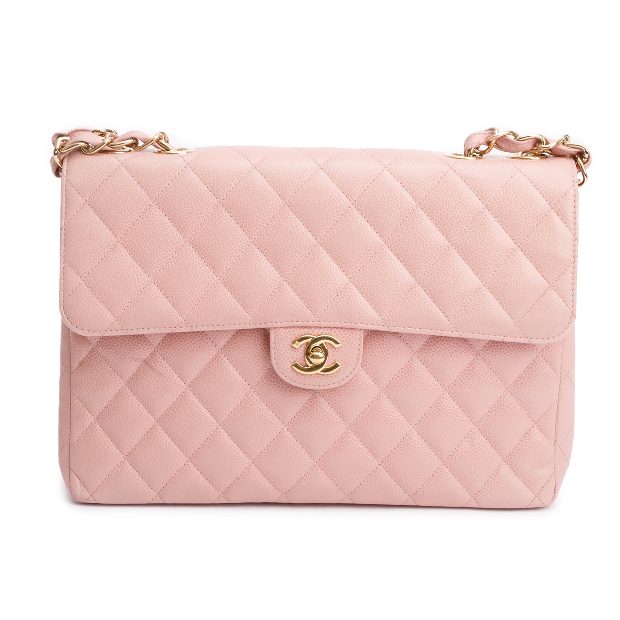 Chanel Pink Caviar Leather Classic Jumbo Single Flap Bag