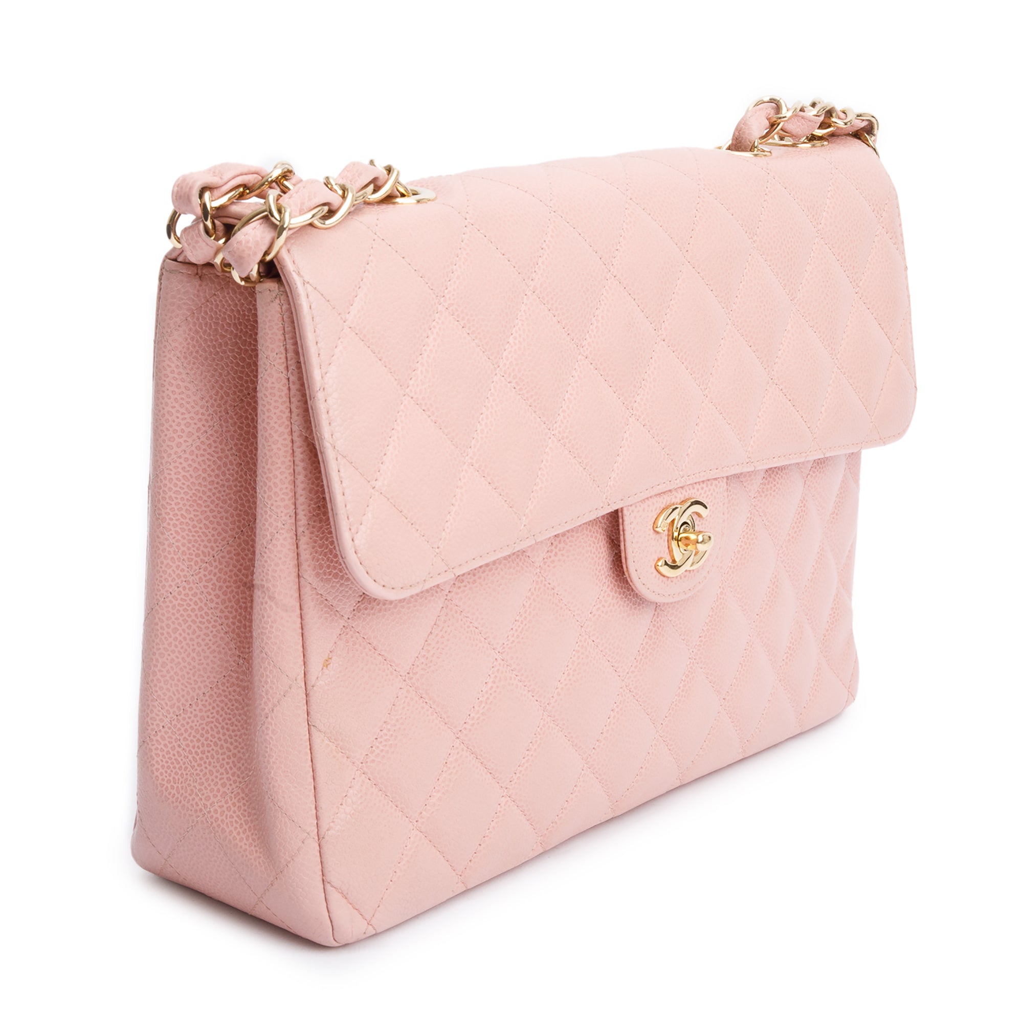 Chanel Pink Caviar Leather Classic Jumbo Single Flap Bag