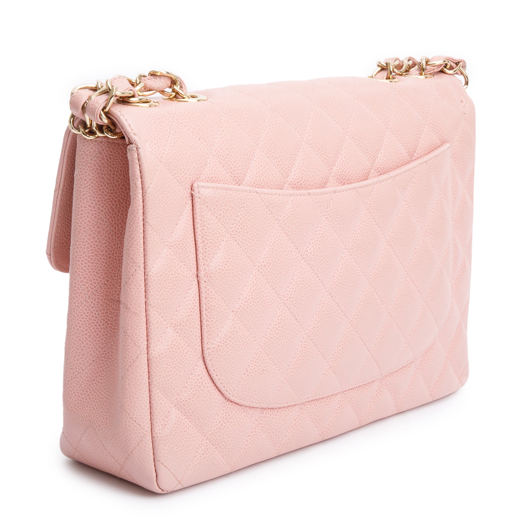 Chanel Pink Caviar Leather Classic Jumbo Single Flap Bag