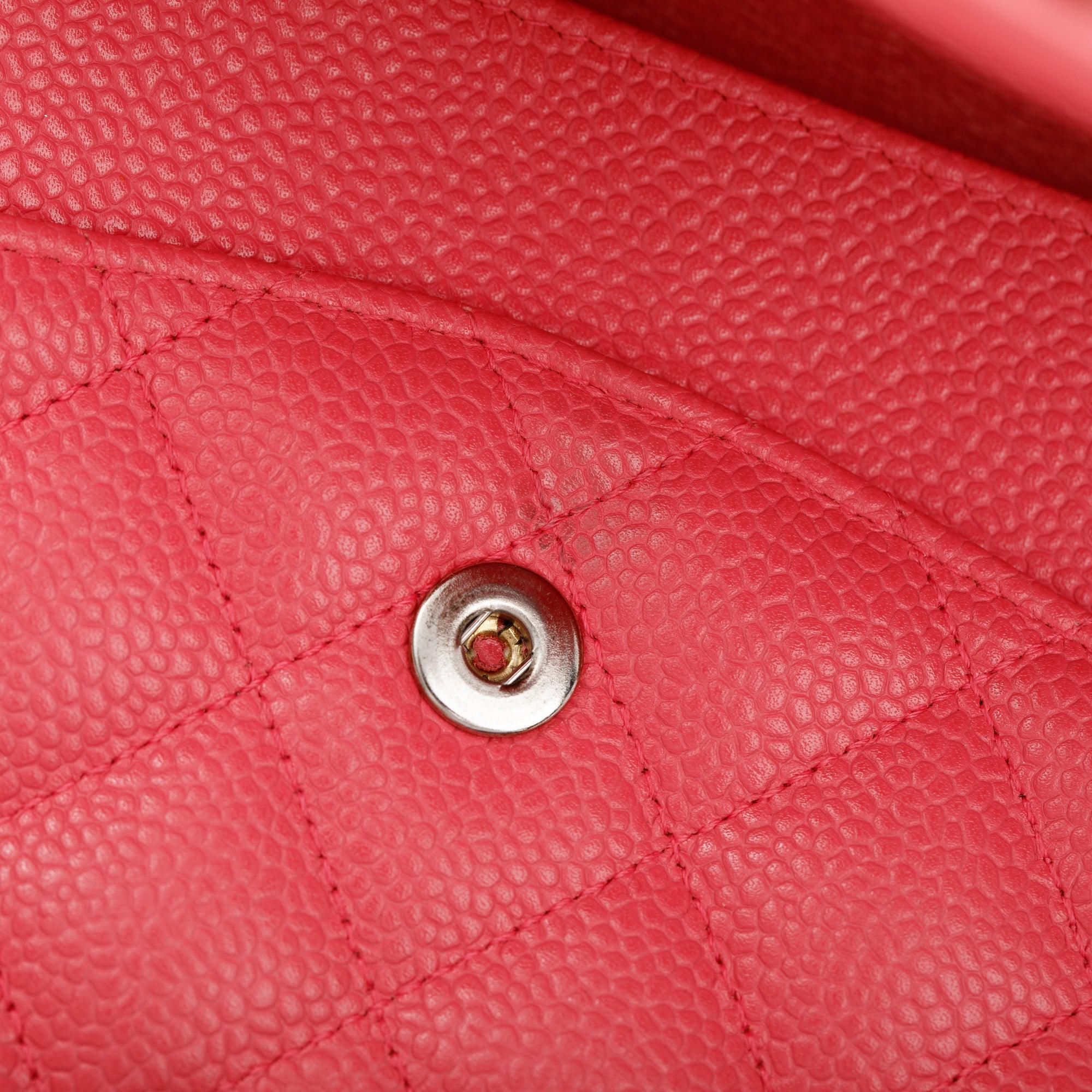 Chanel Pink Caviar Leather Classic Medium Double Flap Bag w/ Authenticity Card