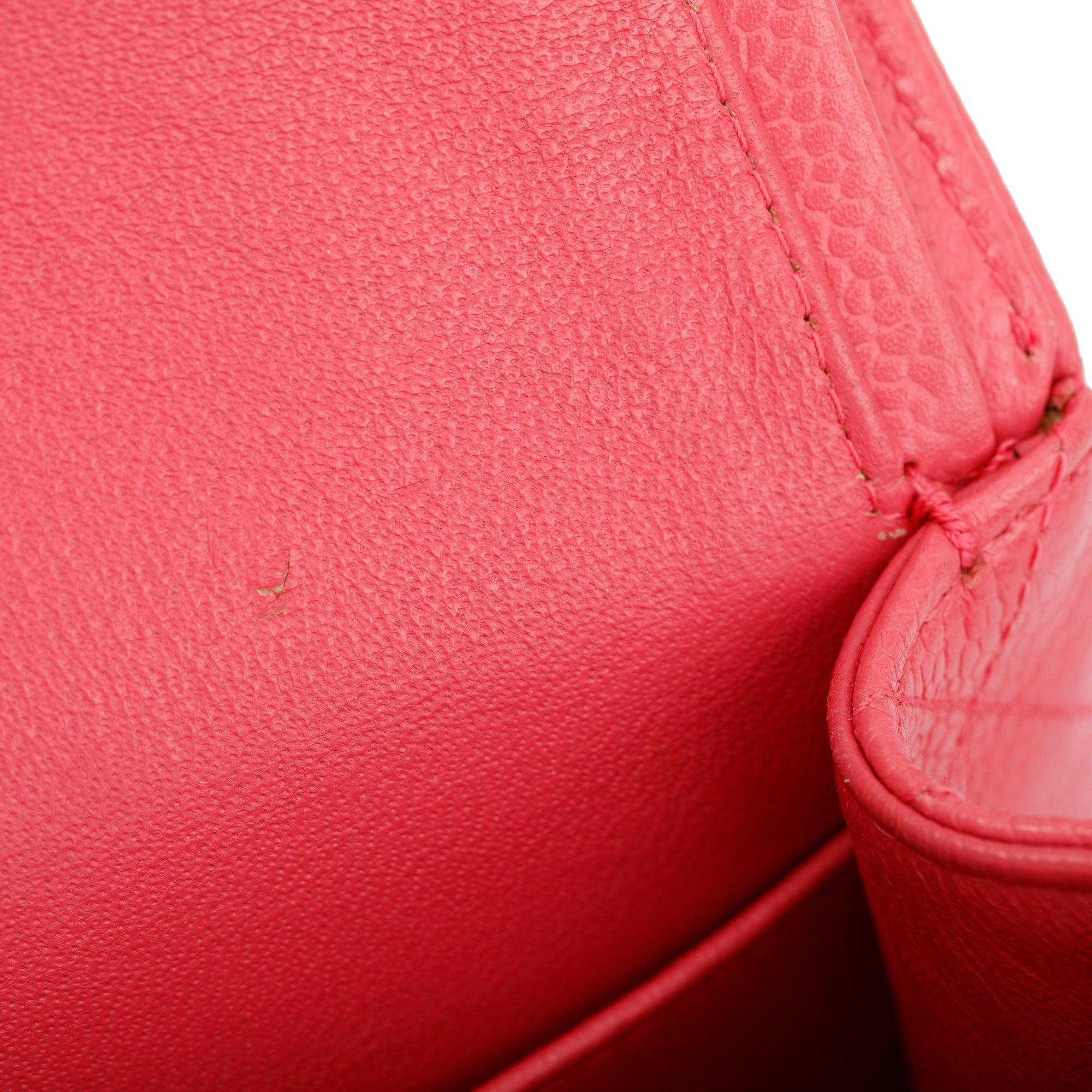 Chanel Pink Caviar Leather Classic Medium Double Flap Bag w/ Authenticity Card