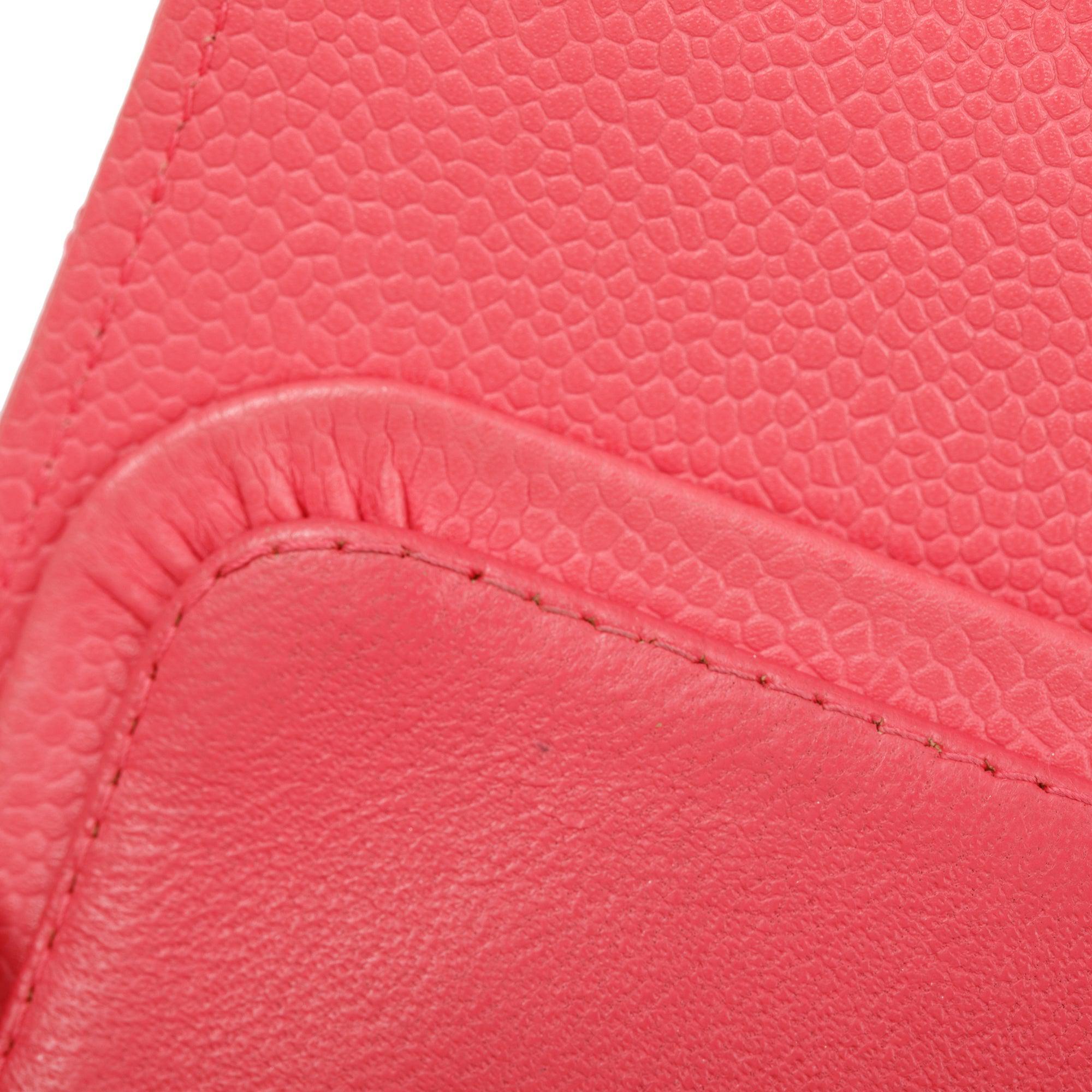 Chanel Pink Caviar Leather Classic Medium Double Flap Bag w/ Authenticity Card