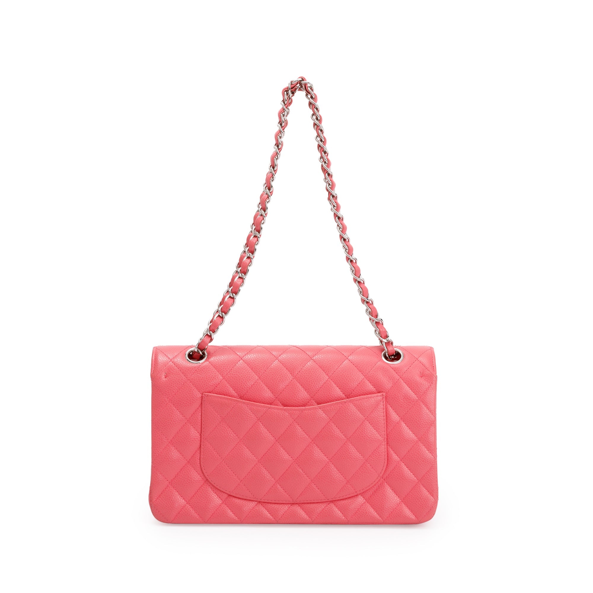 Chanel Pink Caviar Leather Classic Medium Double Flap Bag w/ Authenticity Card