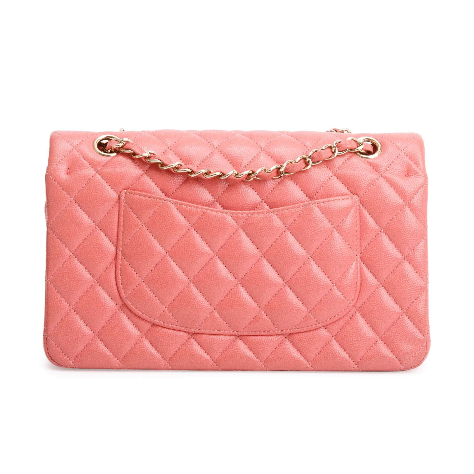 Chanel Pink Caviar Leather Classic Medium Double Flap Bag w/ Authenticity Card