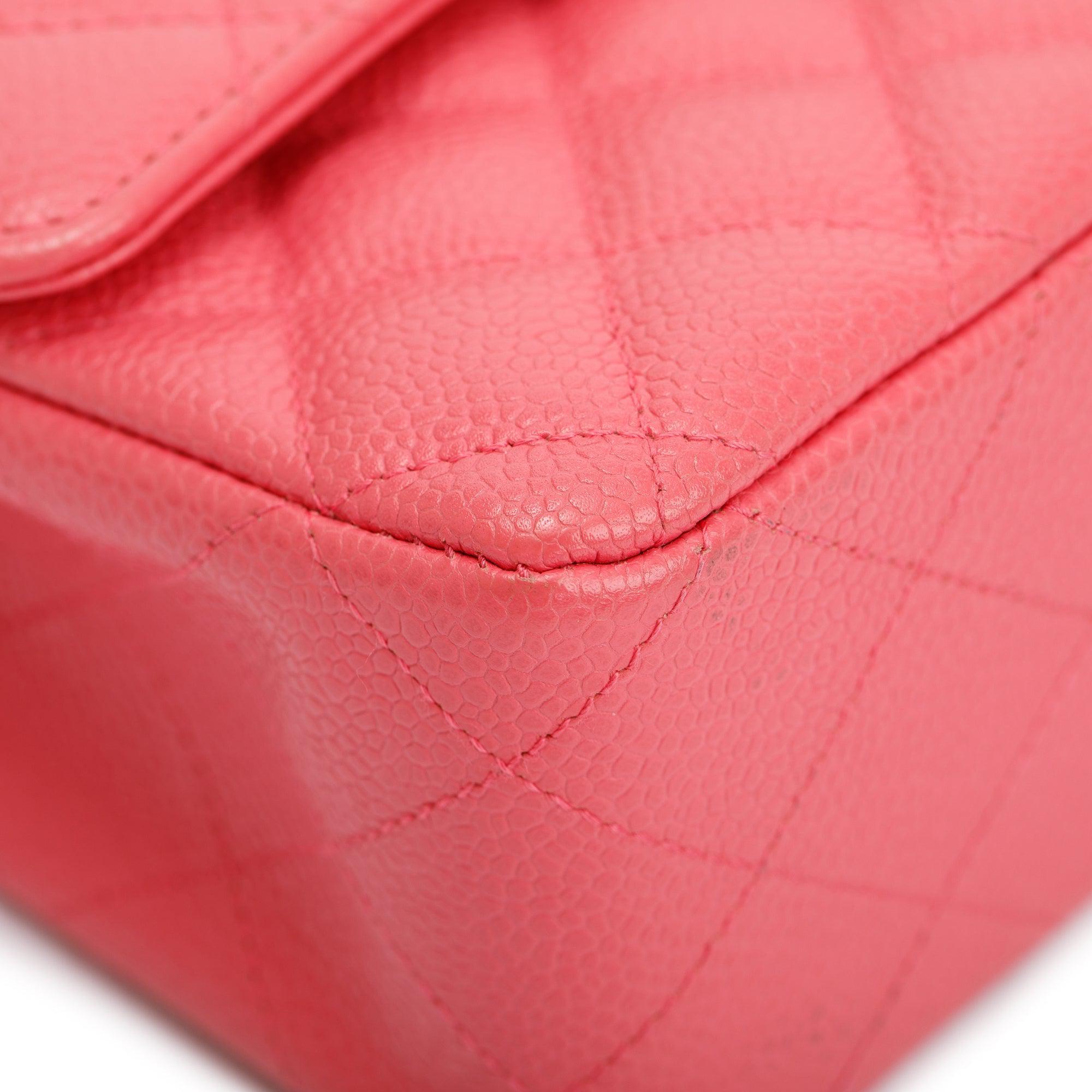 Chanel Pink Caviar Leather Classic Medium Double Flap Bag w/ Authenticity Card