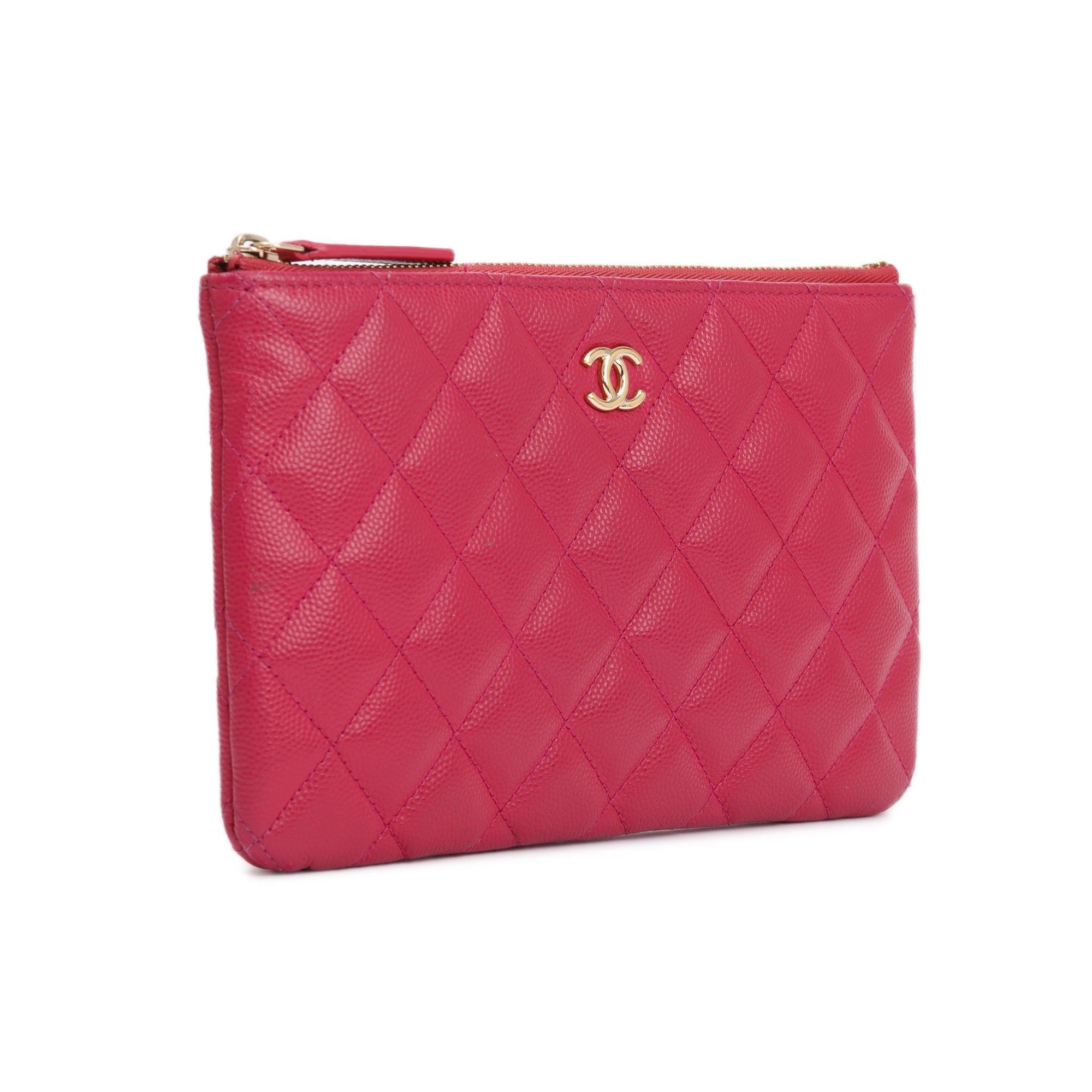 Chanel Pink Caviar Leather Classic Small O-Case Pouch