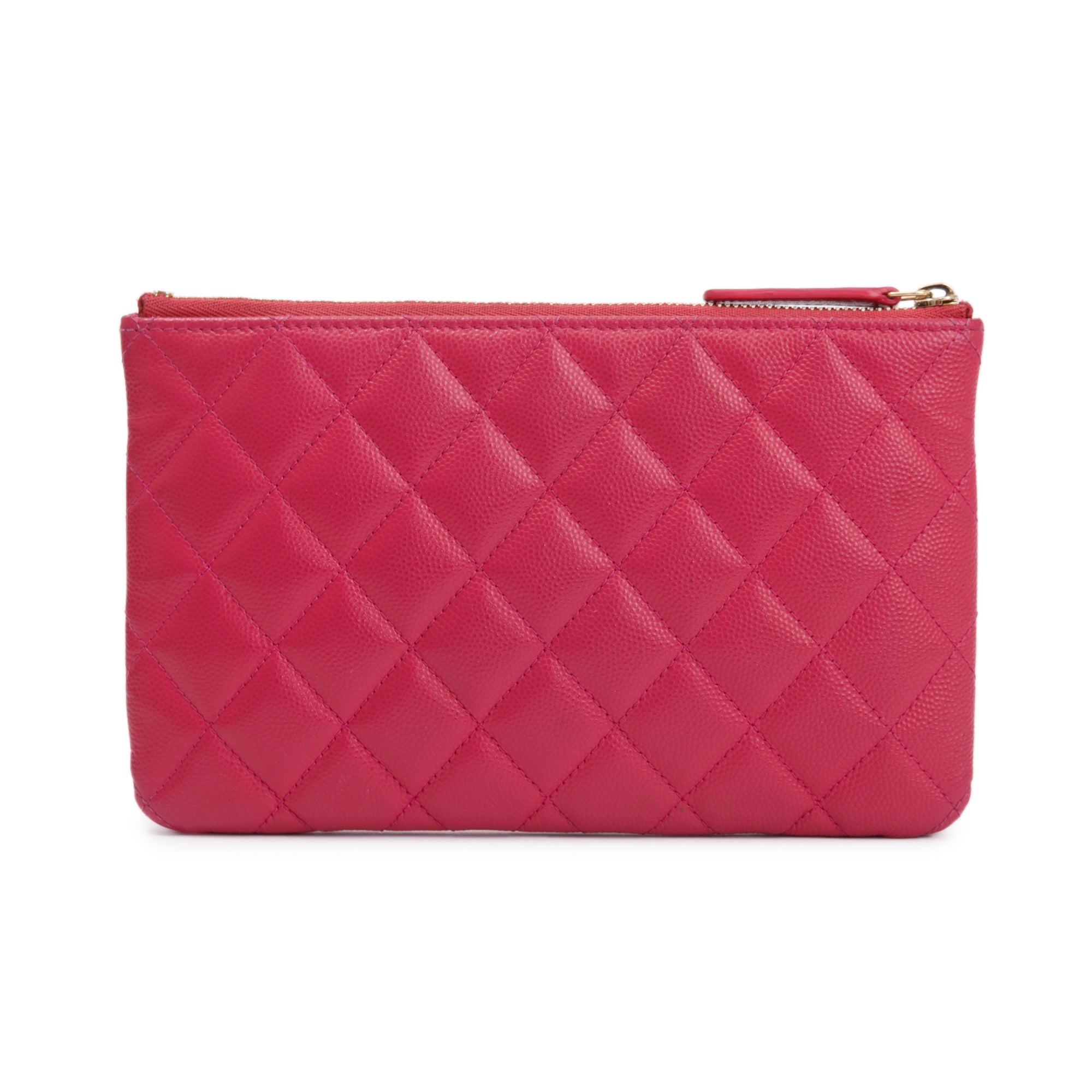 Chanel Pink Caviar Leather Classic Small O-Case Pouch