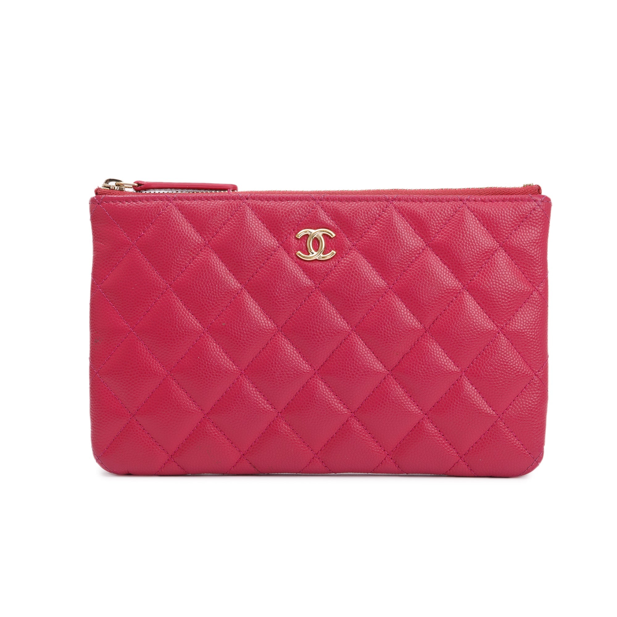 Chanel Pink Caviar Leather Classic Small O-Case Pouch