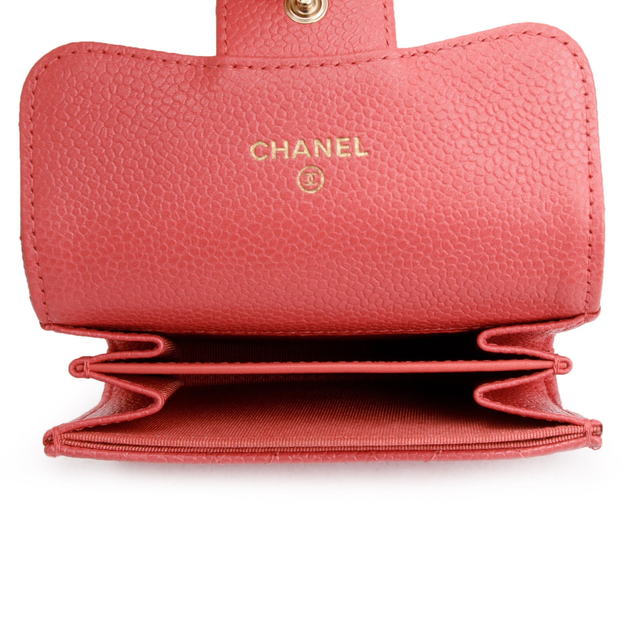 Chanel Pink Caviar Quilted Leather Flap Card Holder w/ Box & Authenticity Card