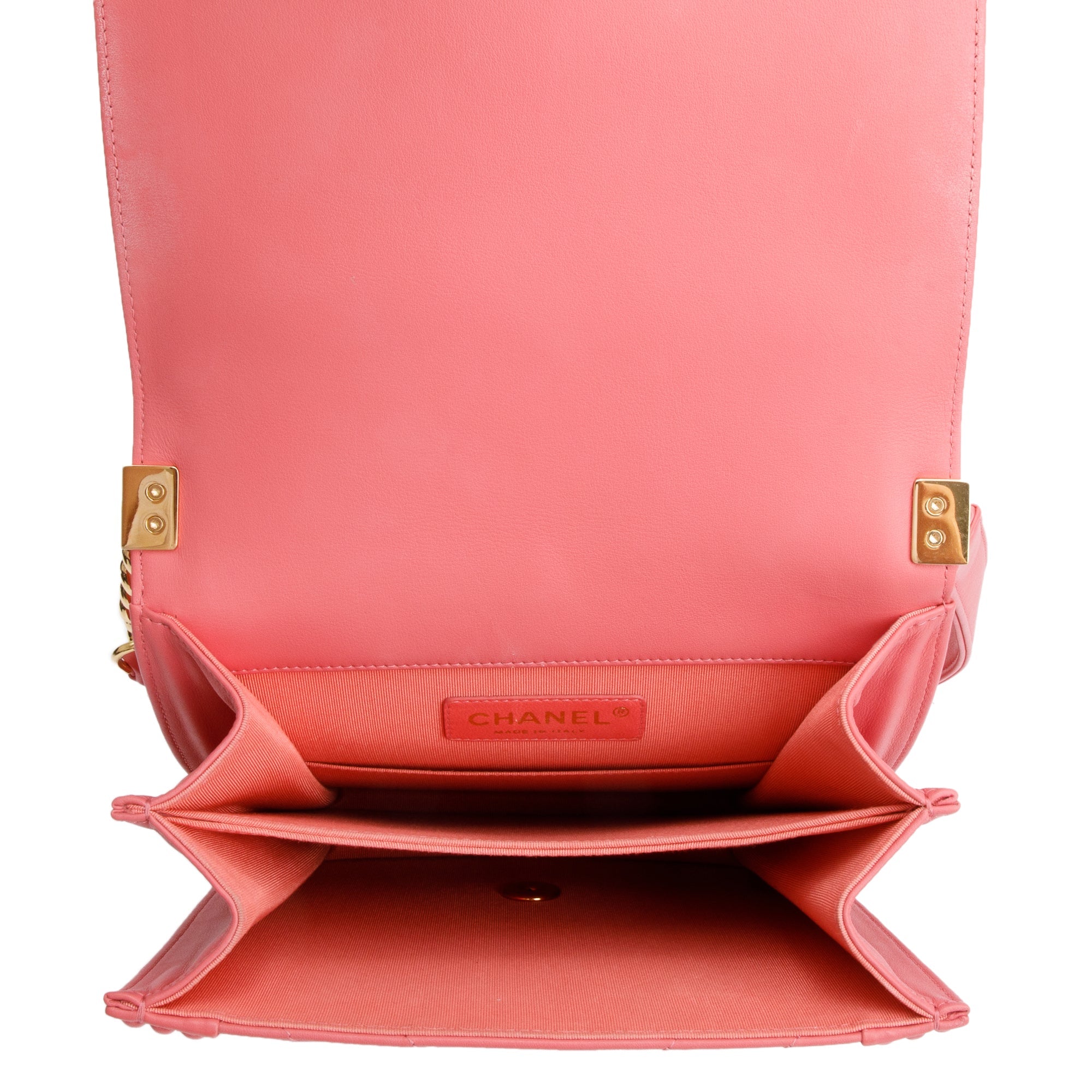 Chanel Pink Chevron Calfskin Leather North/South Boy Bag