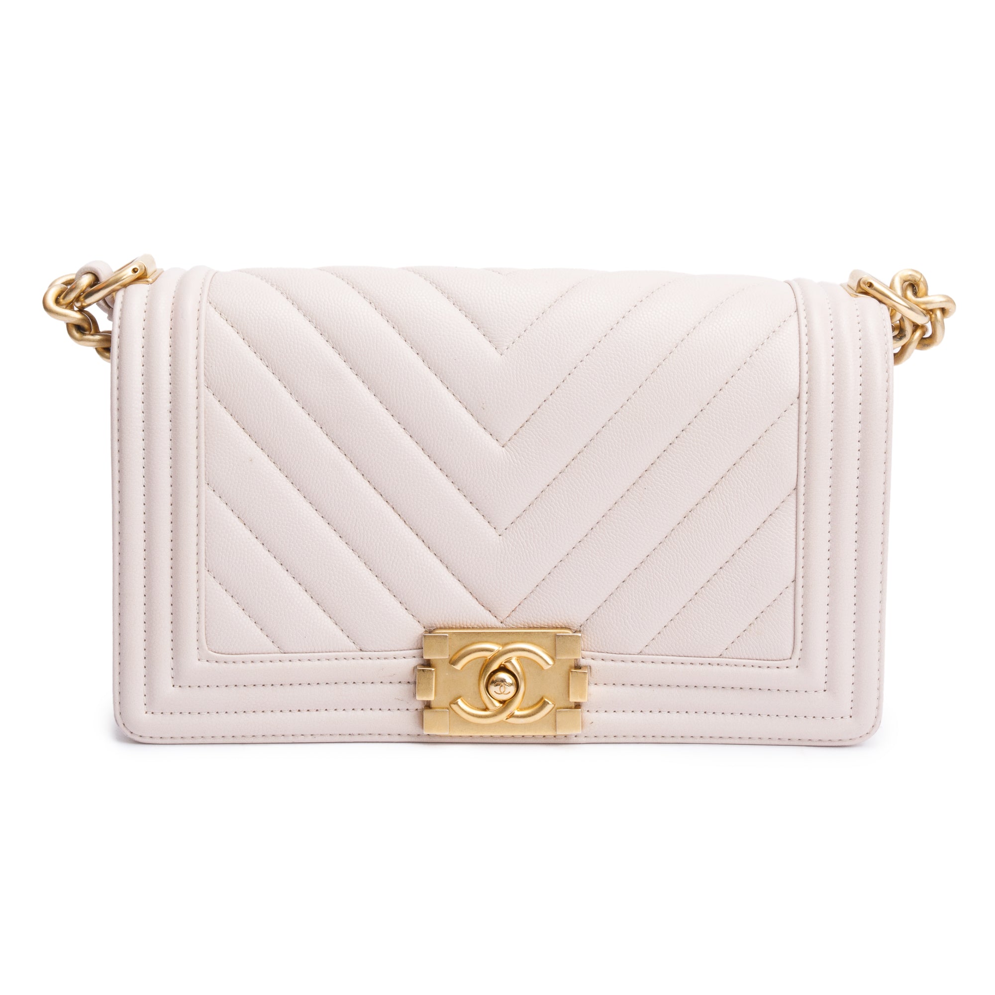 Chanel Pink Chevron Quilted Caviar Leather Medium Boy Bag