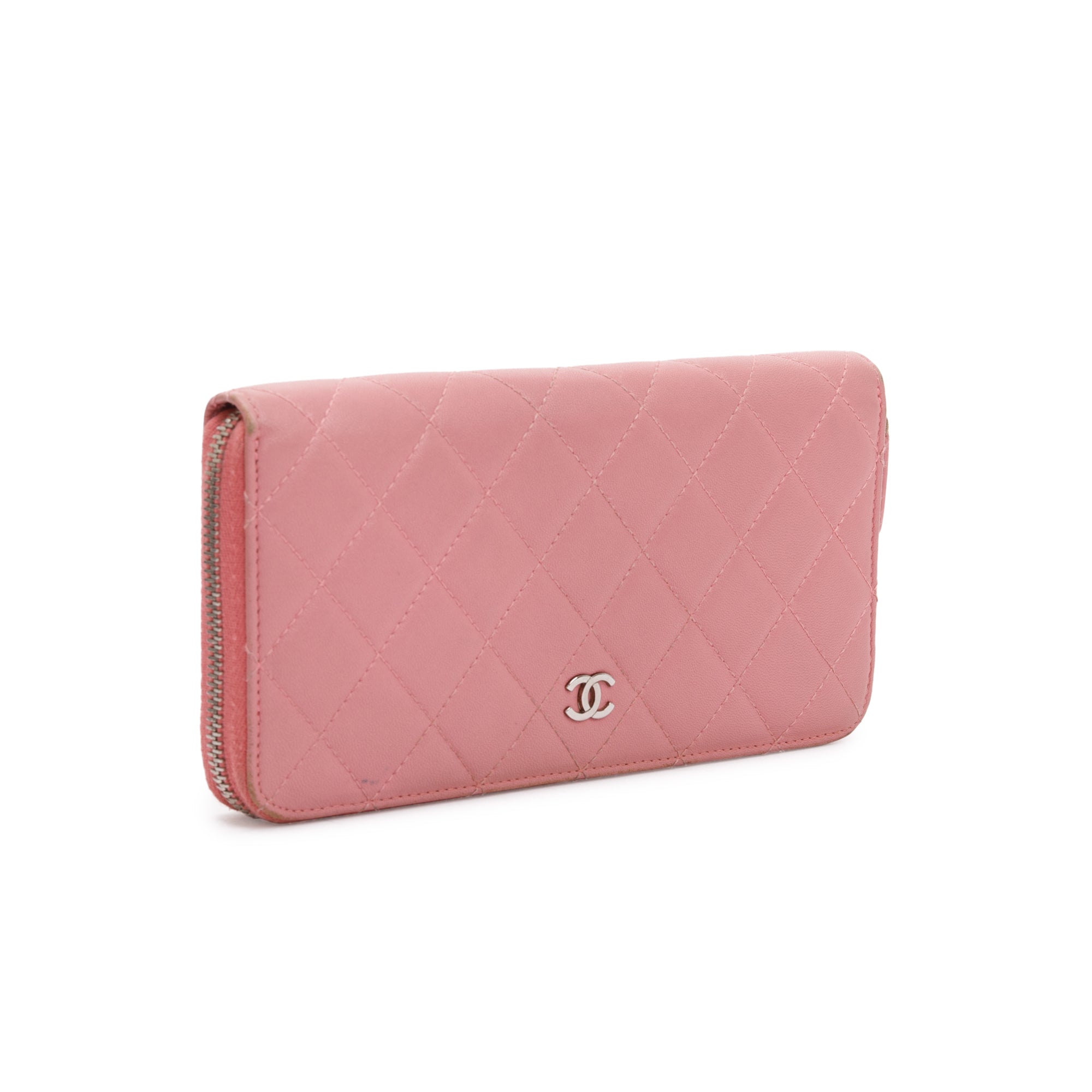 Chanel Pink Lambskin Leather Classic Long Zipped Wallet