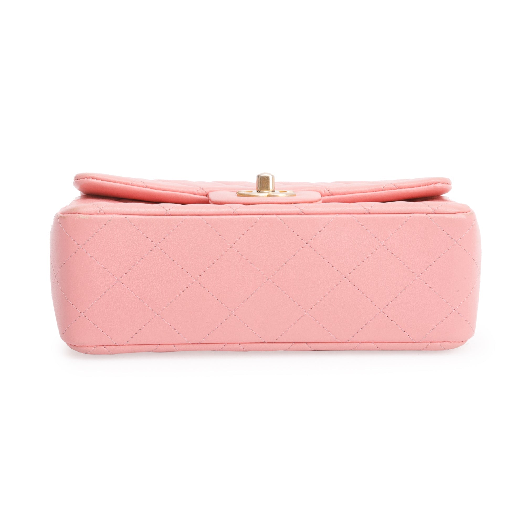 Chanel Pink Lambskin Leather Classic Mini Rectangular Flap Bag w/ Box & Authenticity Card