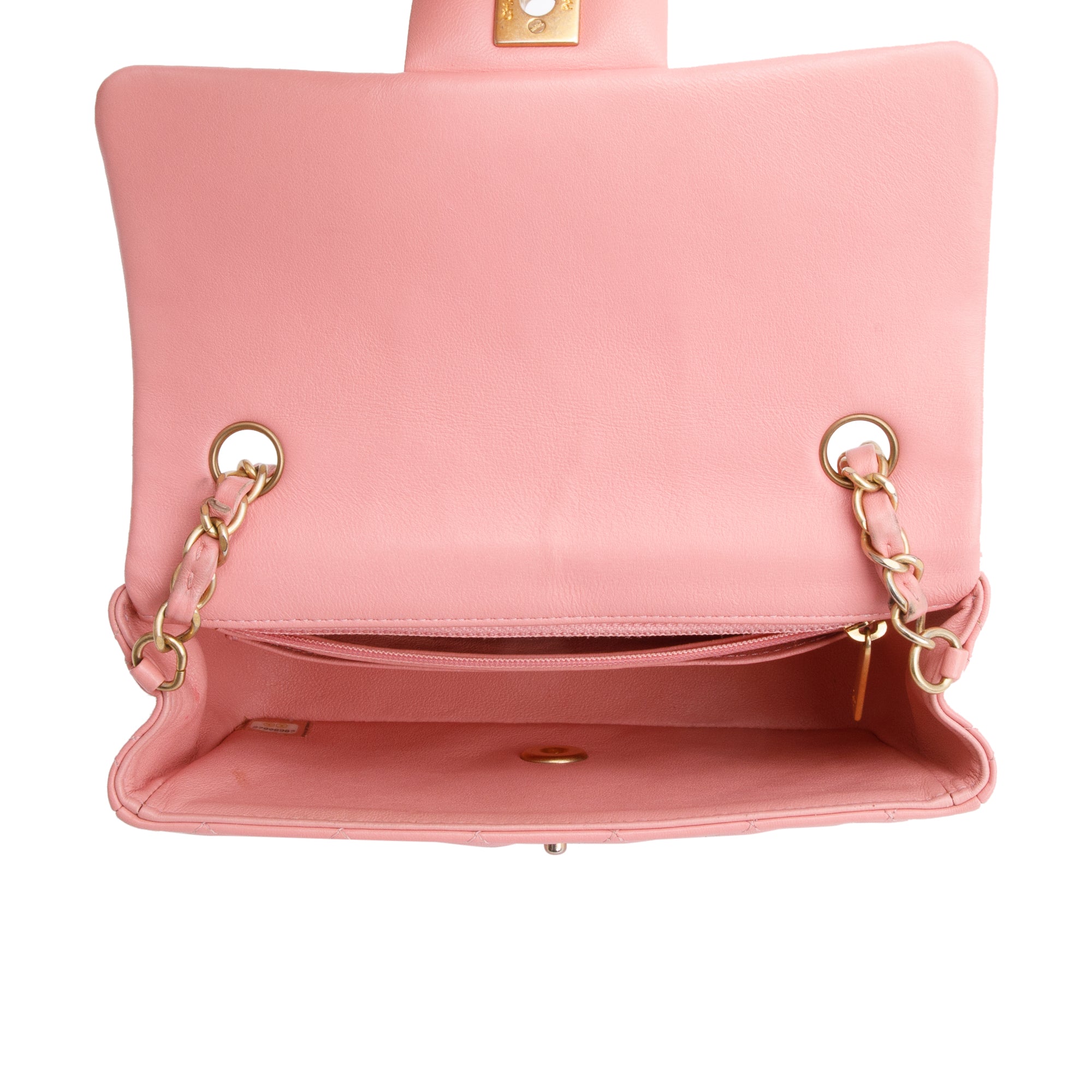 Chanel Pink Lambskin Leather Classic Mini Rectangular Flap Bag w/ Box & Authenticity Card