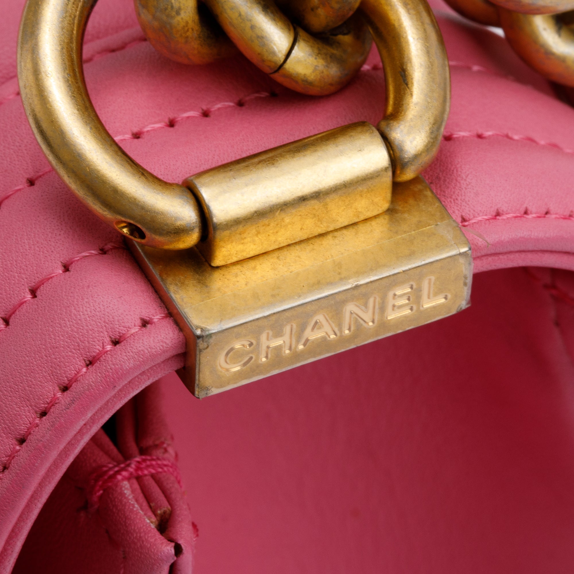 Chanel Pink Lambskin Medium Boy Bag w/ Authenticity Card