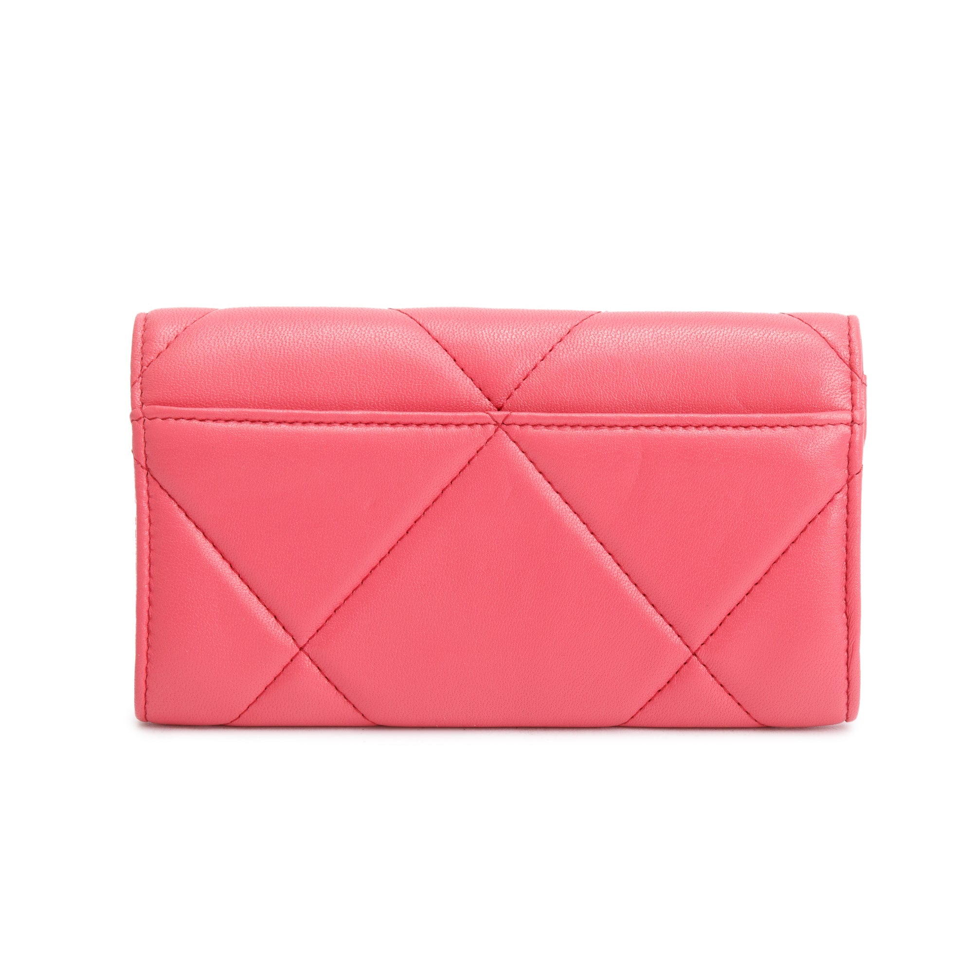 Chanel Pink Leather 19 Flap Wallet W/ Box & Authenticity Card