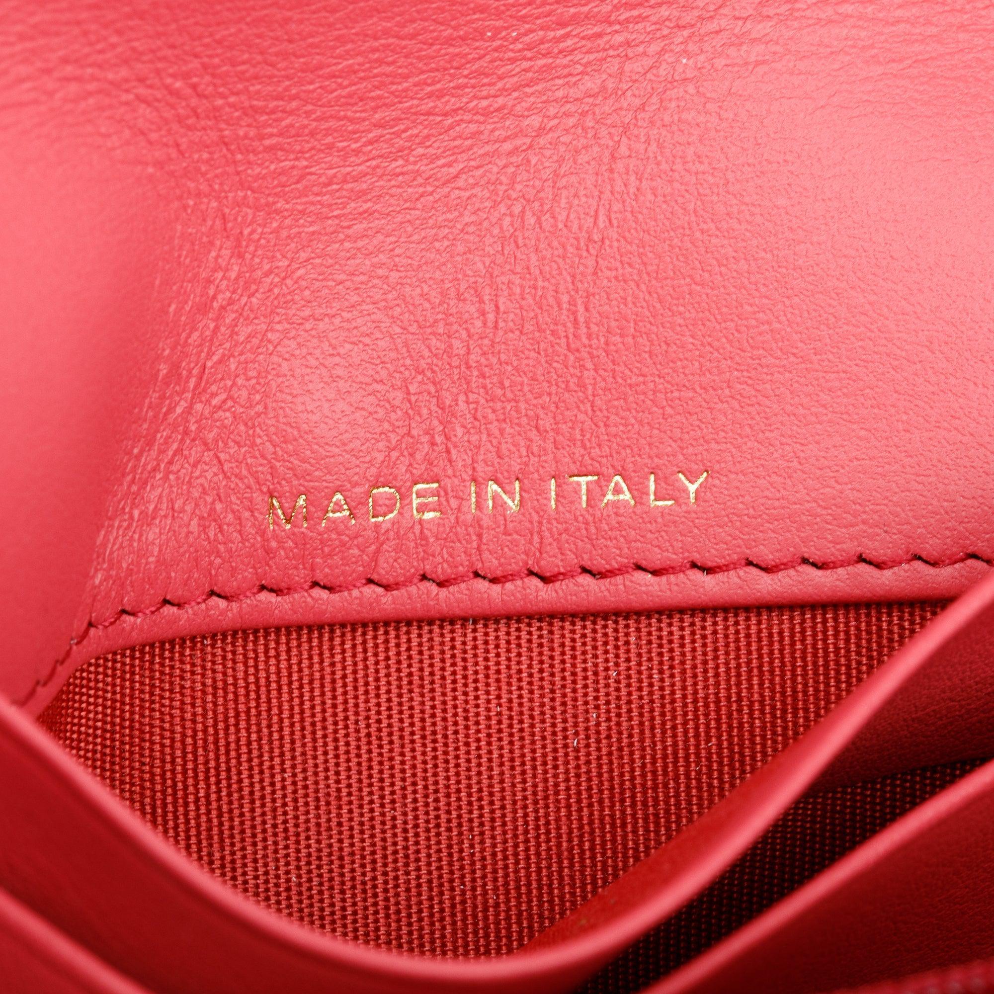 Chanel Pink Leather 19 Flap Wallet W/ Box & Authenticity Card