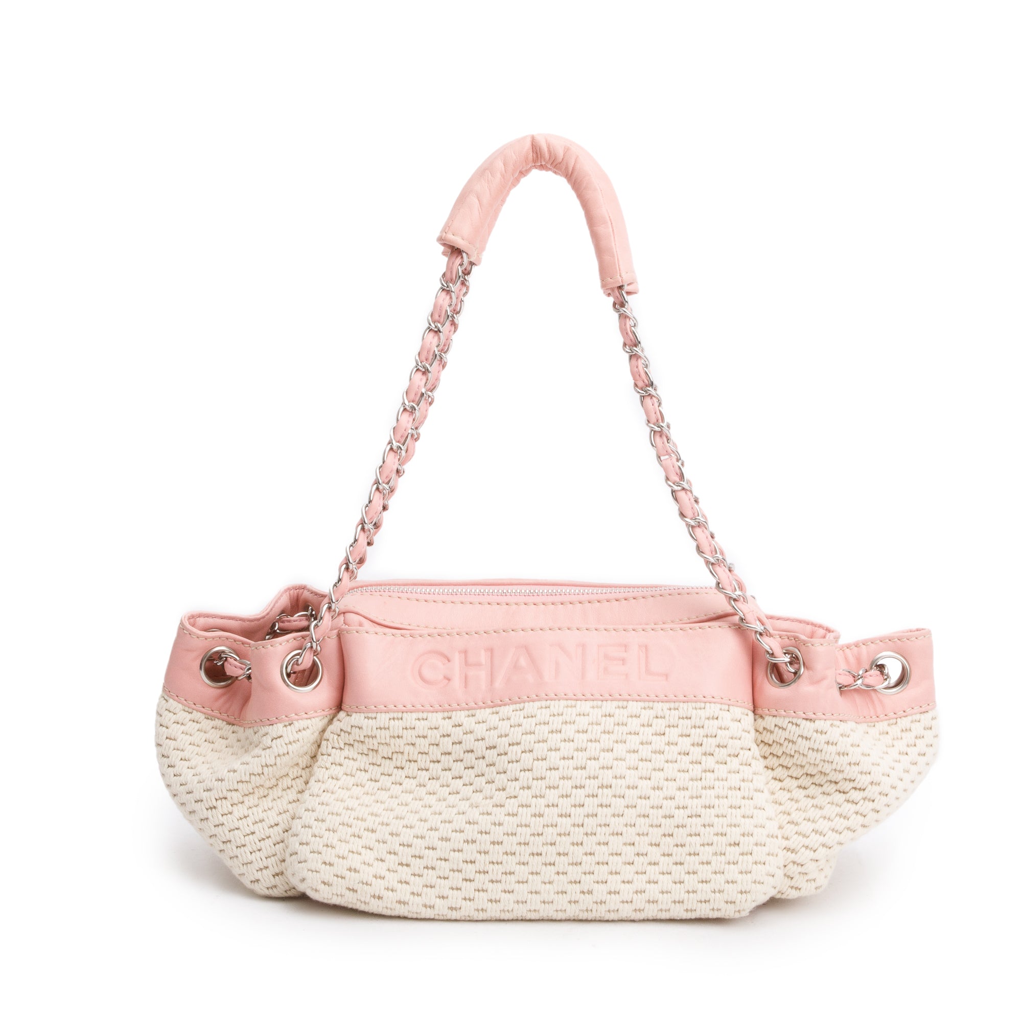 Chanel Pink Leather Neutral Crochette Small LAX Accordion Bag