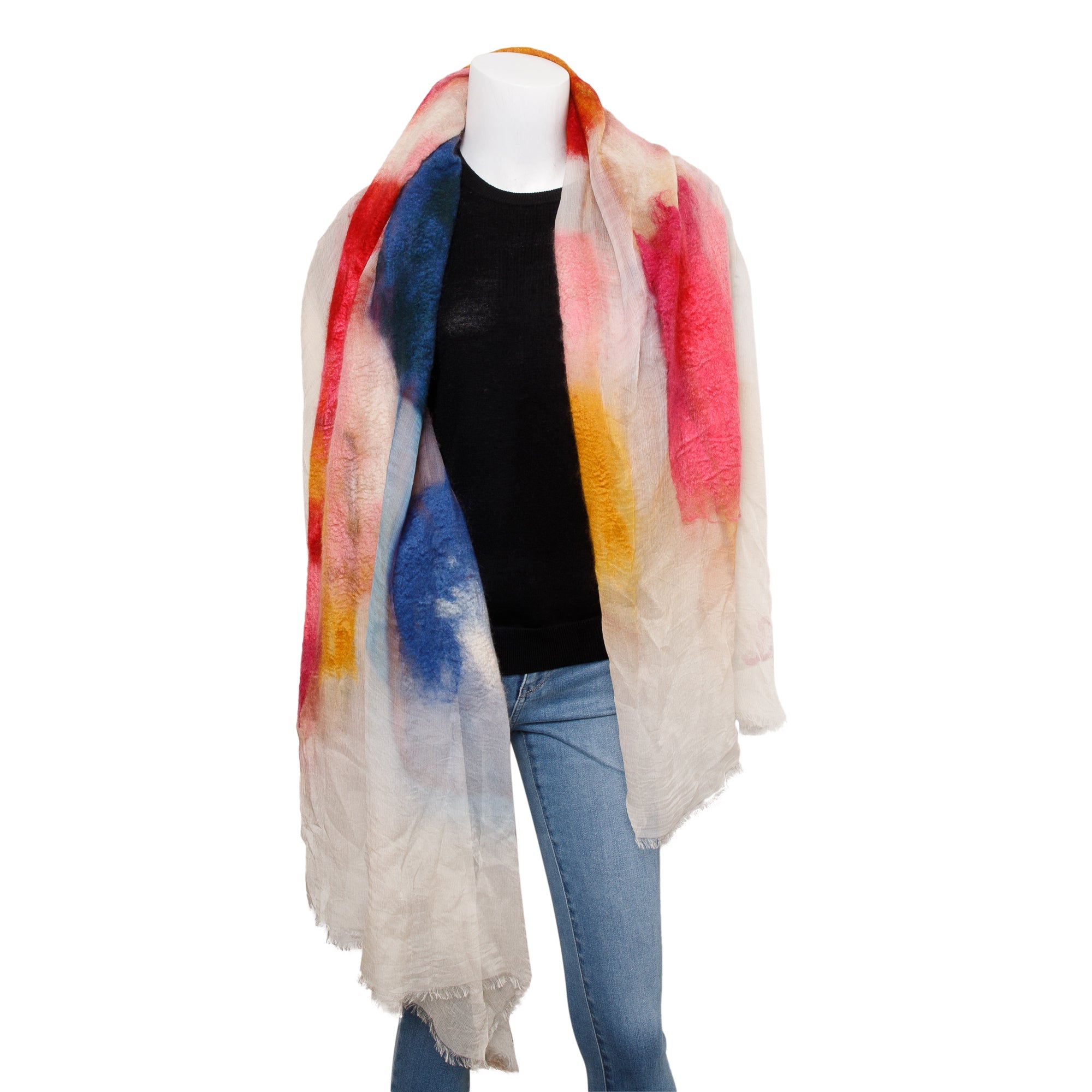 Chanel Pink Multicolor Ombre CC Logo Cashmere Silk Scarf w/ Box