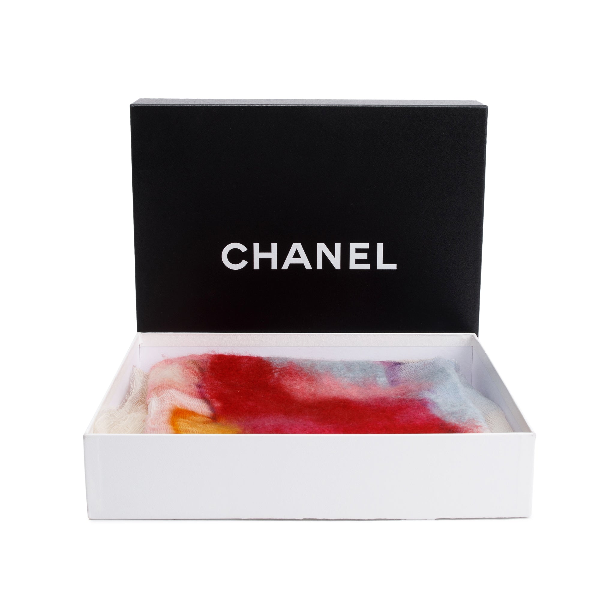 Chanel Pink Multicolor Ombre CC Logo Cashmere Silk Scarf w/ Box